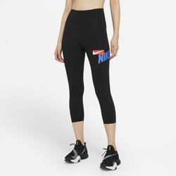 Women's - Nike One Crop HBR GRX Tights - Black/Light Photo Blue/Chili Red