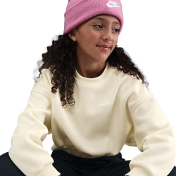 Girls' Grade School - Nike NSW Club Fleece Boxy Crew LBR - Soft Pearl/Soft Pearl/White