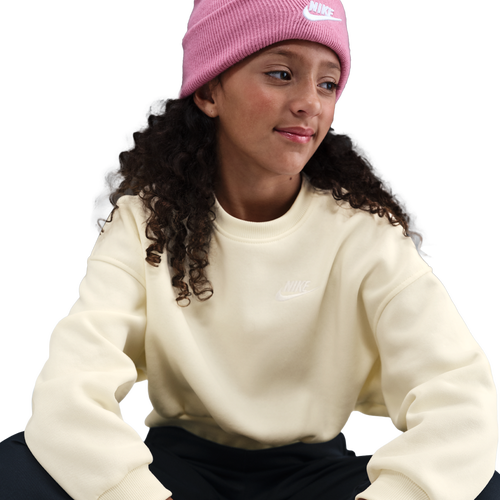 GIRLS - Nike NSW Club Fleece Boxy Crew LBR - Soft Pearl/White