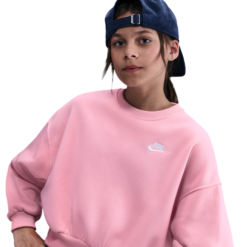 GIRLS - Nike NSW Club Fleece Boxy Crew LBR - Medium Soft Pink/White