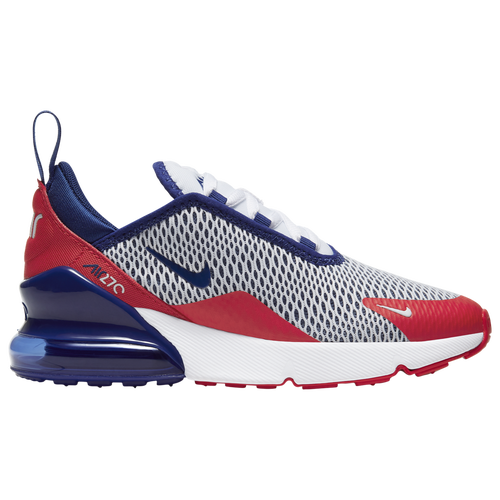 Nike Air Max 270 - Boys' Preschool Running Shoes - White / Deep Royal / University Red - CZ9833-100