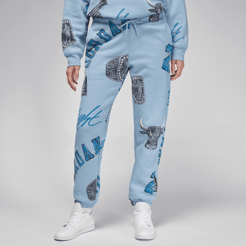 Shop Jordan Womens  Brooklyn Aop Fleece Pants In Blue/sail