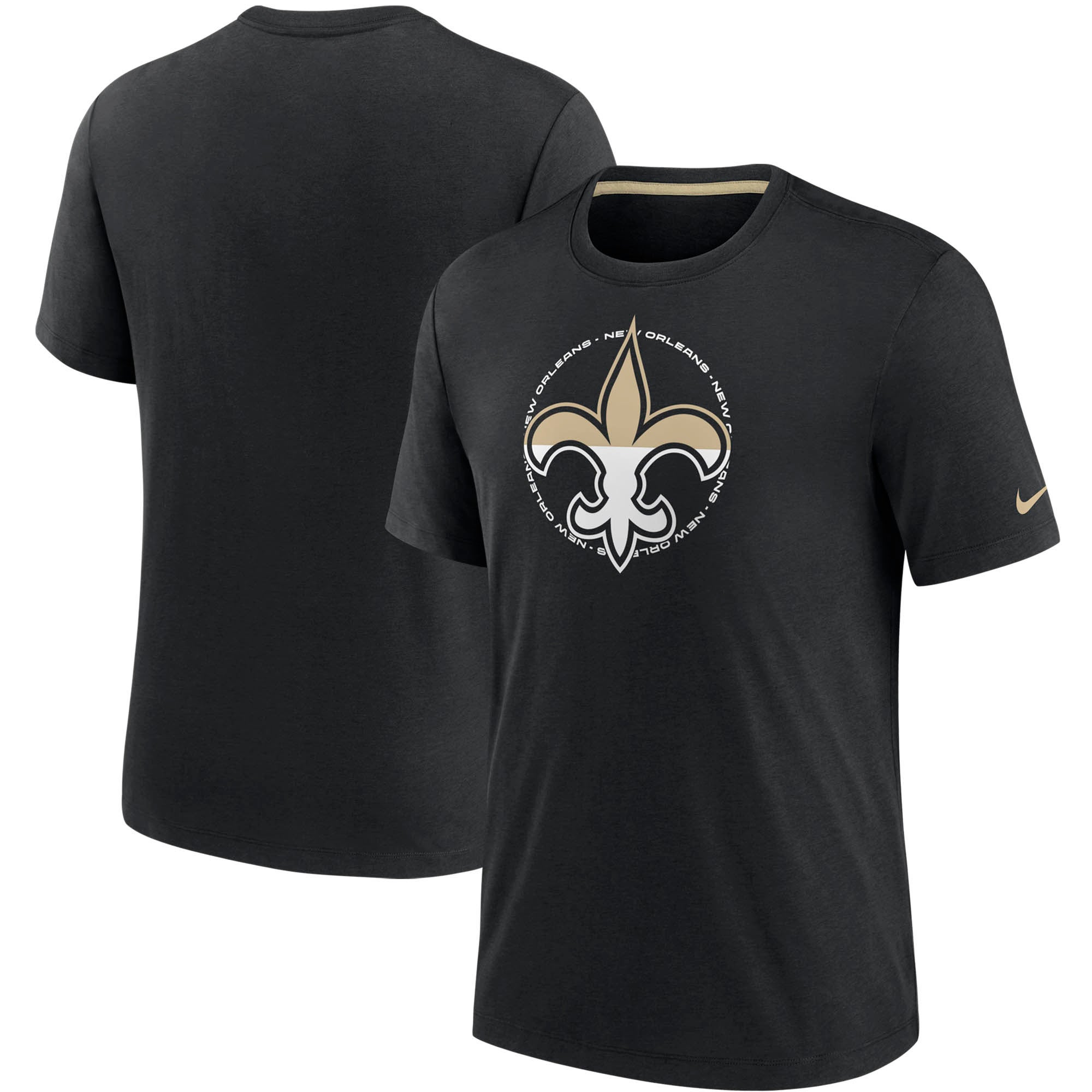 Nike New Orleans Saints Black Historic Tri-Blend Short Sleeve Fashion T  Shirt