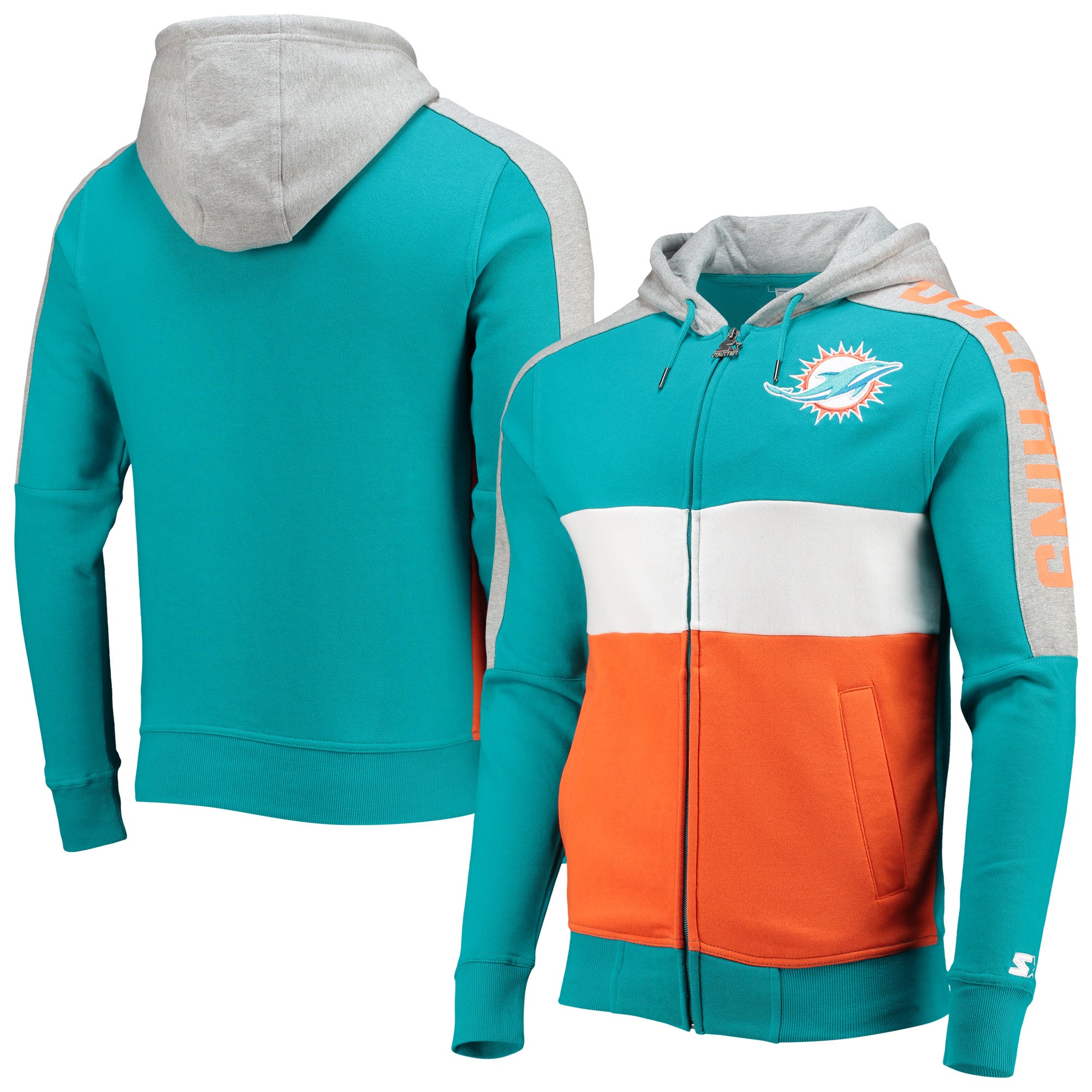 Starter Dolphins Playoffs Color Block Full-Zip Hoodie | Foot Locker