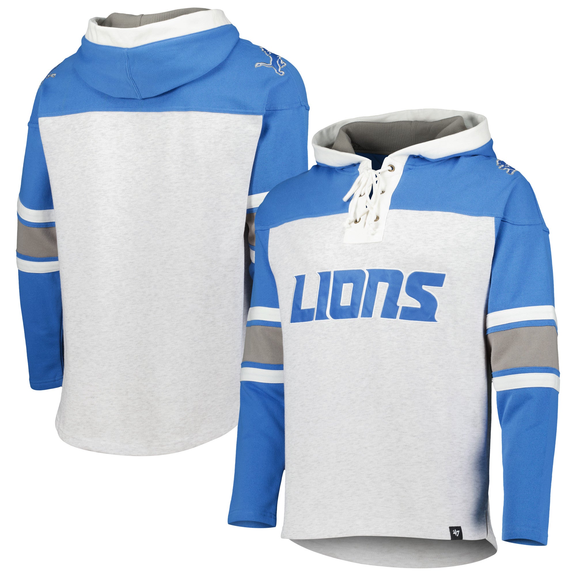 47 Brand Lions Gridiron Lace-Up Pullover Hoodie