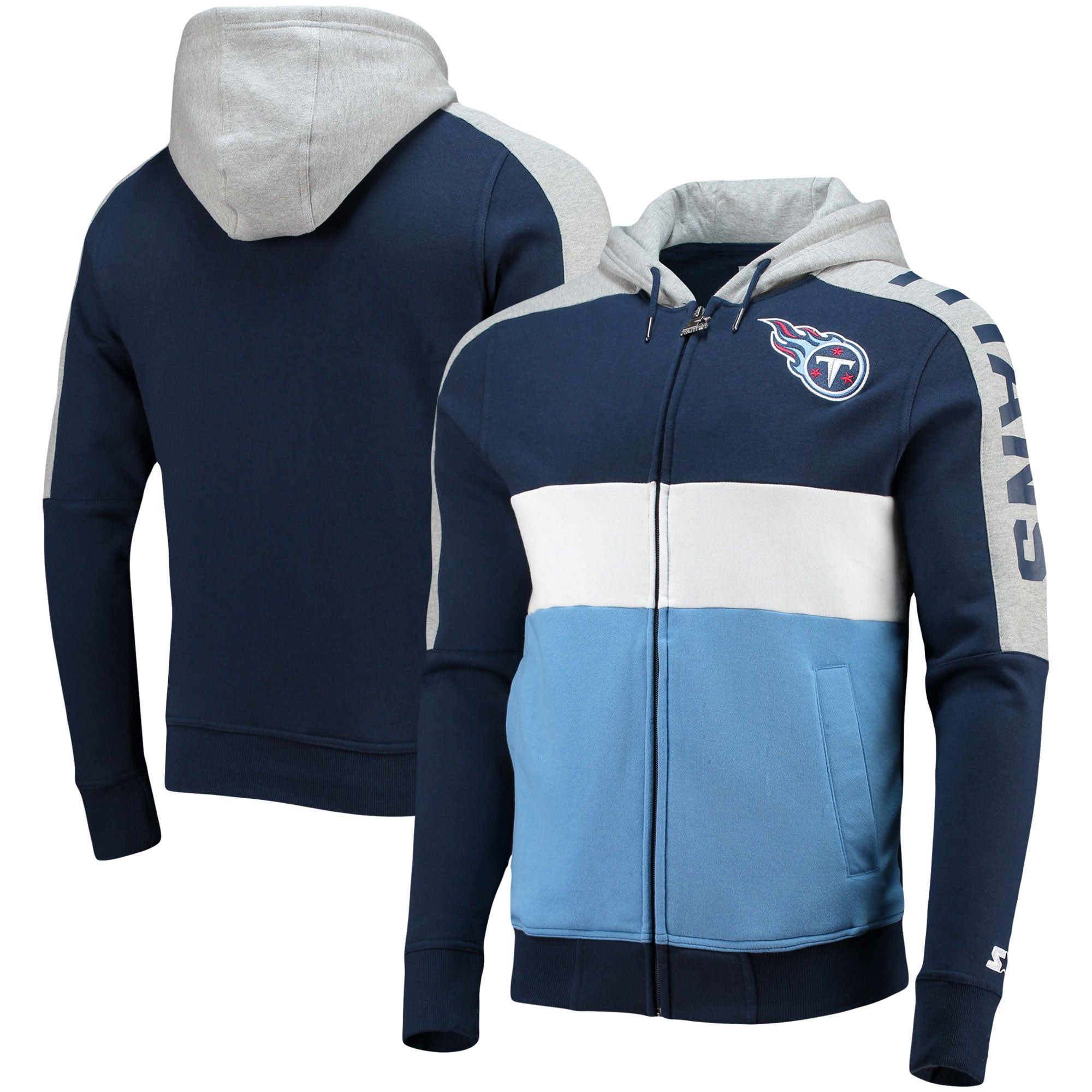 Starter Titans Playoffs Color Block Full-Zip Hoodie - Men's