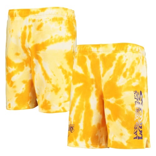 Shop Outerstuff Boys  Lakers Santa Monica Tie-dye Shorts In Gold/white/purple
