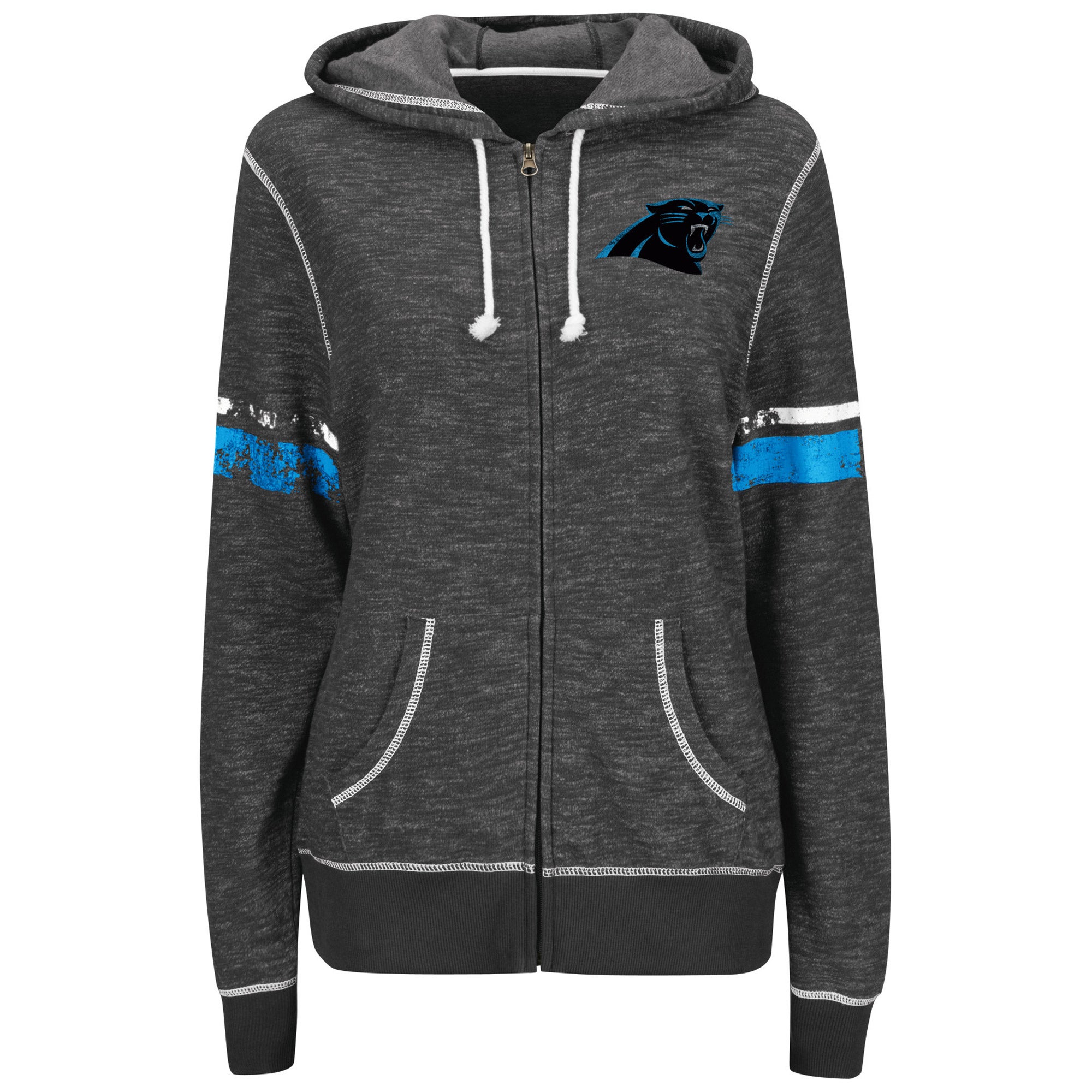 Women's WEAR by Erin Andrews Gray Carolina Panthers Full-Zip Hoodie