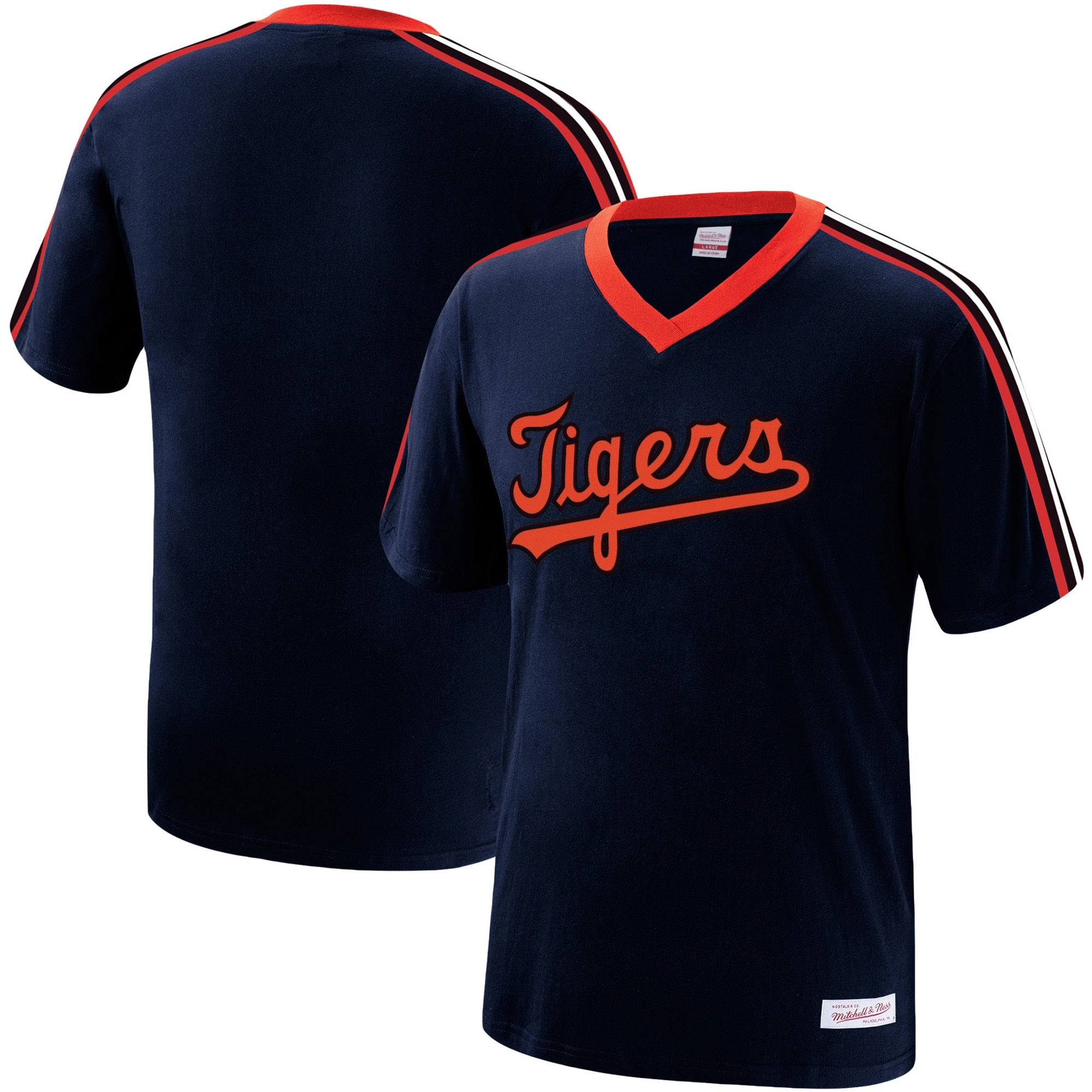 Mitchell & Ness Tigers Overtime Win V-Neck T-Shirt - Men's