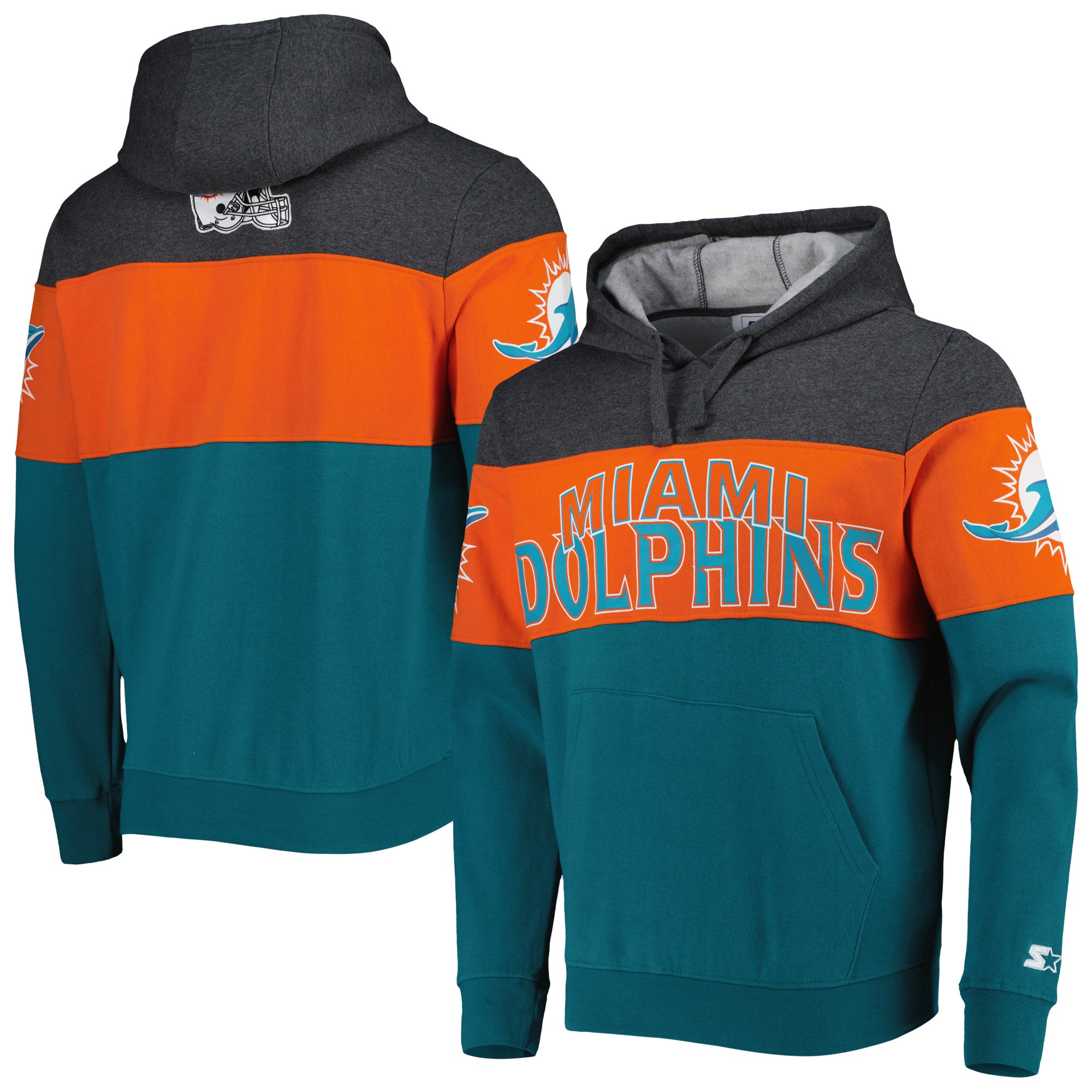 Miami Dolphins Mens Zip Hoodie Starter Extreme Throwback Full