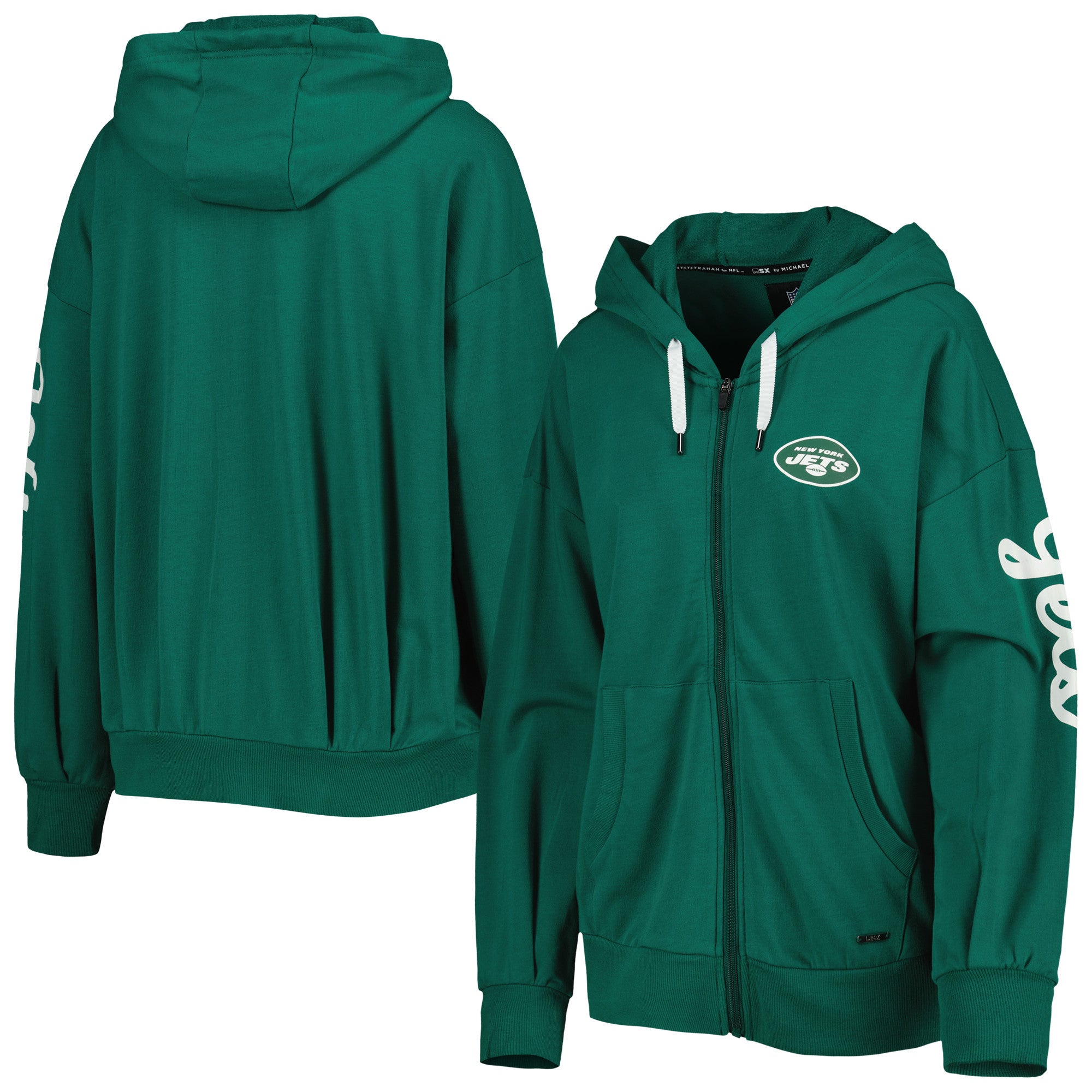 Women's MSX by Michael Strahan Green New York Jets Emerson Lightweight Full-Zip Hoodie