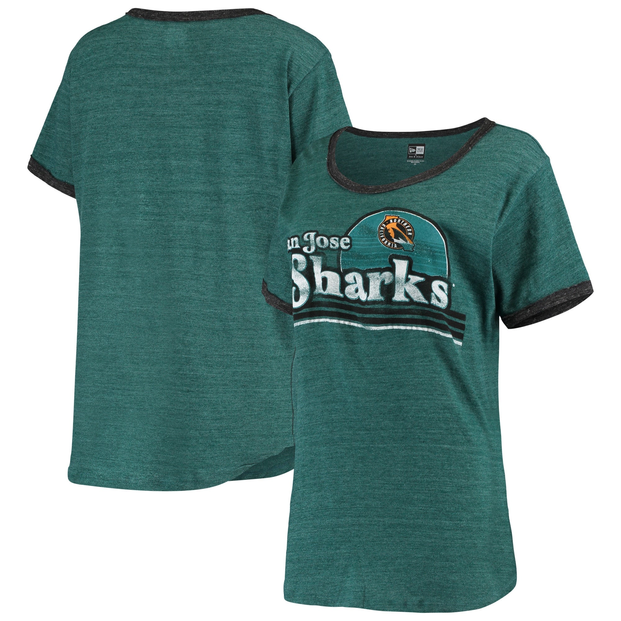 5th & Ocean by New Era Sharks Retro Ringer Tri-Blend T-Shirt - Women's