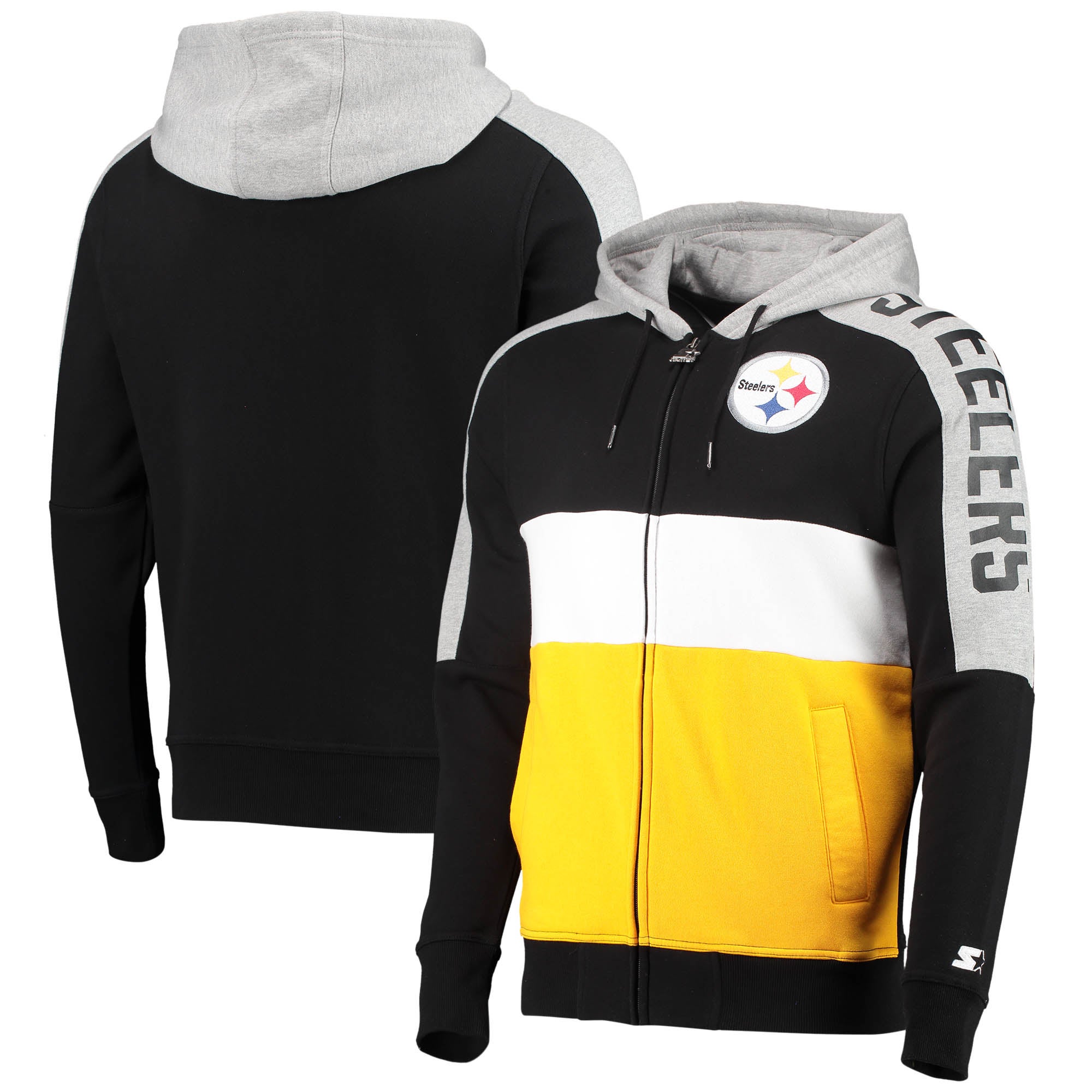 Pittsburgh Steelers Youth Colorblock Full-Zip Hoodie - Black