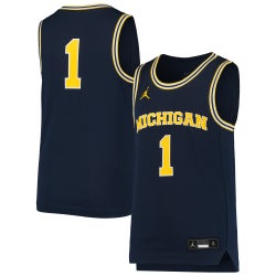 Boys' Grade School - Jordan Michigan #1 Team Replica Basketball Jersey - Blue