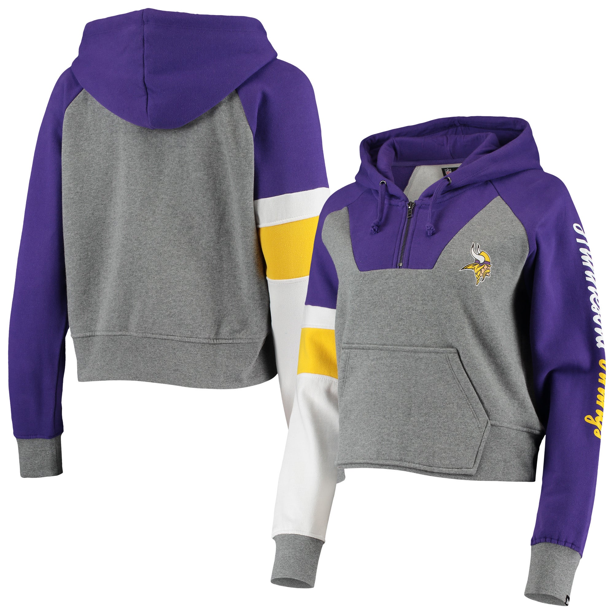 Minnesota Vikings New Era Colorblocked Pullover Hoodie - Purple