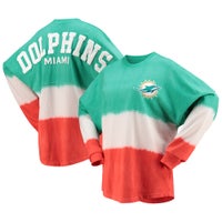 Women's Wear by Erin Andrews White Miami Dolphins Domestic Cropped Long Sleeve T-Shirt