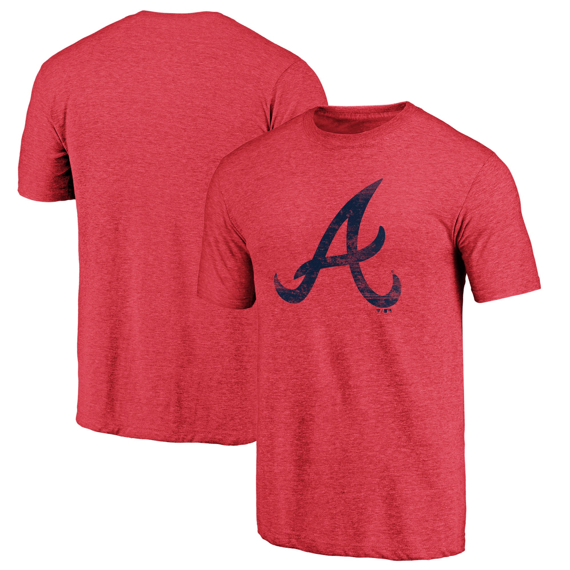 Men's Fanatics Branded Heathered Red Atlanta Braves Weathered Official Logo  Tri-Blend T-Shirt