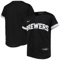 Men's Stitches Navy Milwaukee Brewers Button-Down Raglan Fashion Jersey Size: Large