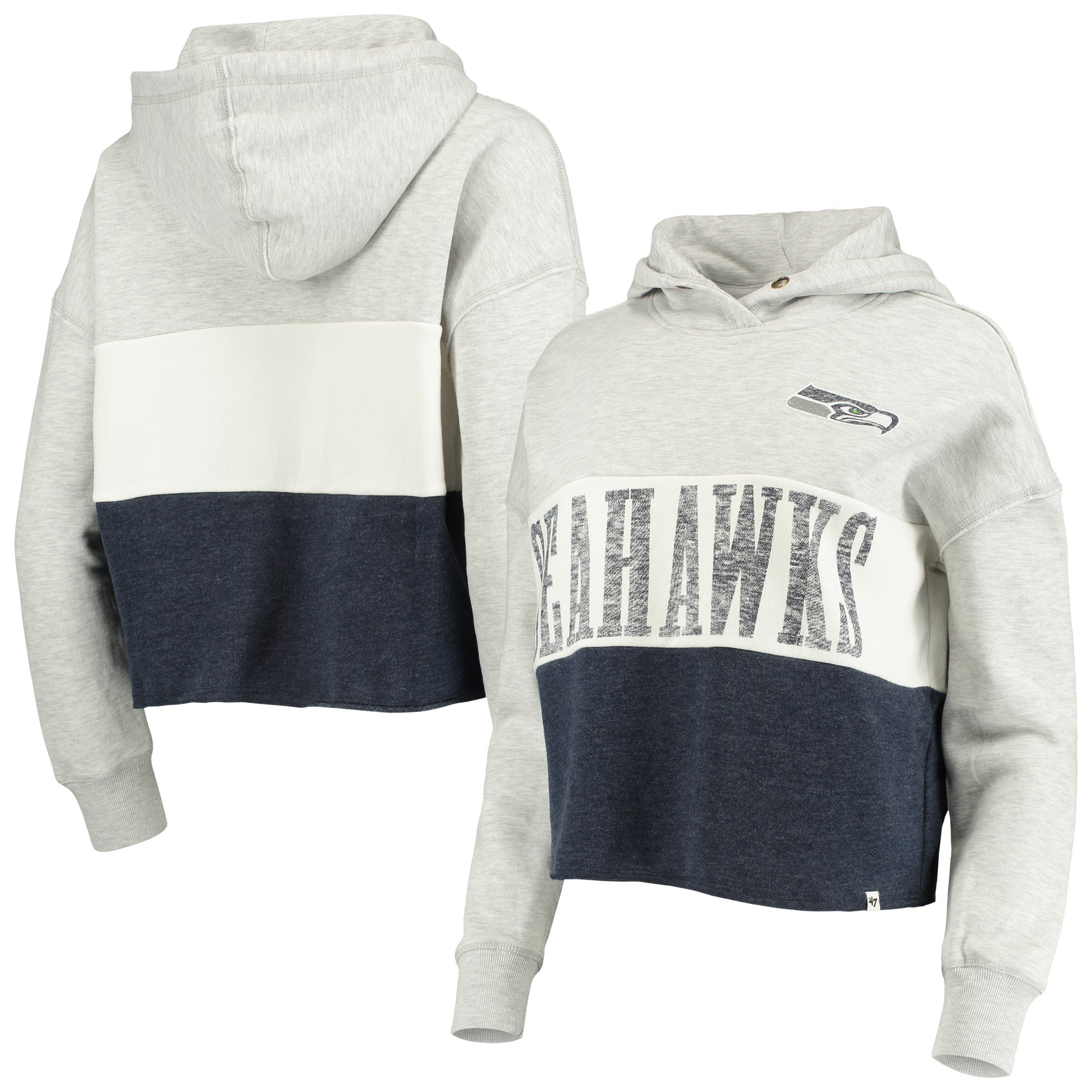 47 Brand Seahawks Lizzy Cutoff Pullover Hoodie - Women's