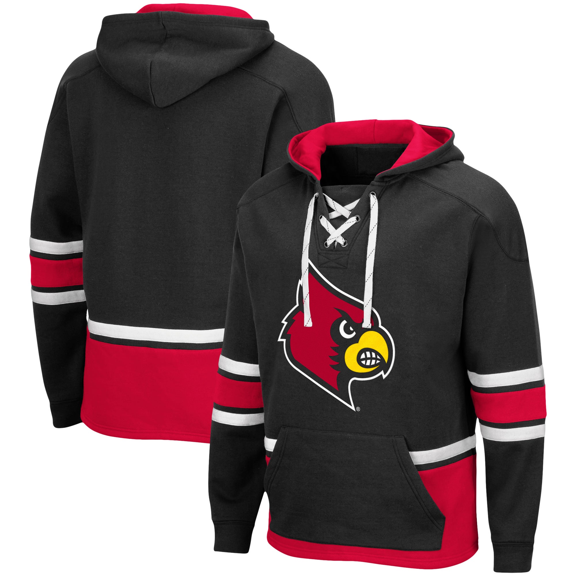 Men's Colosseum Black Louisville Cardinals Lace Up 3.0 Pullover Hoodie