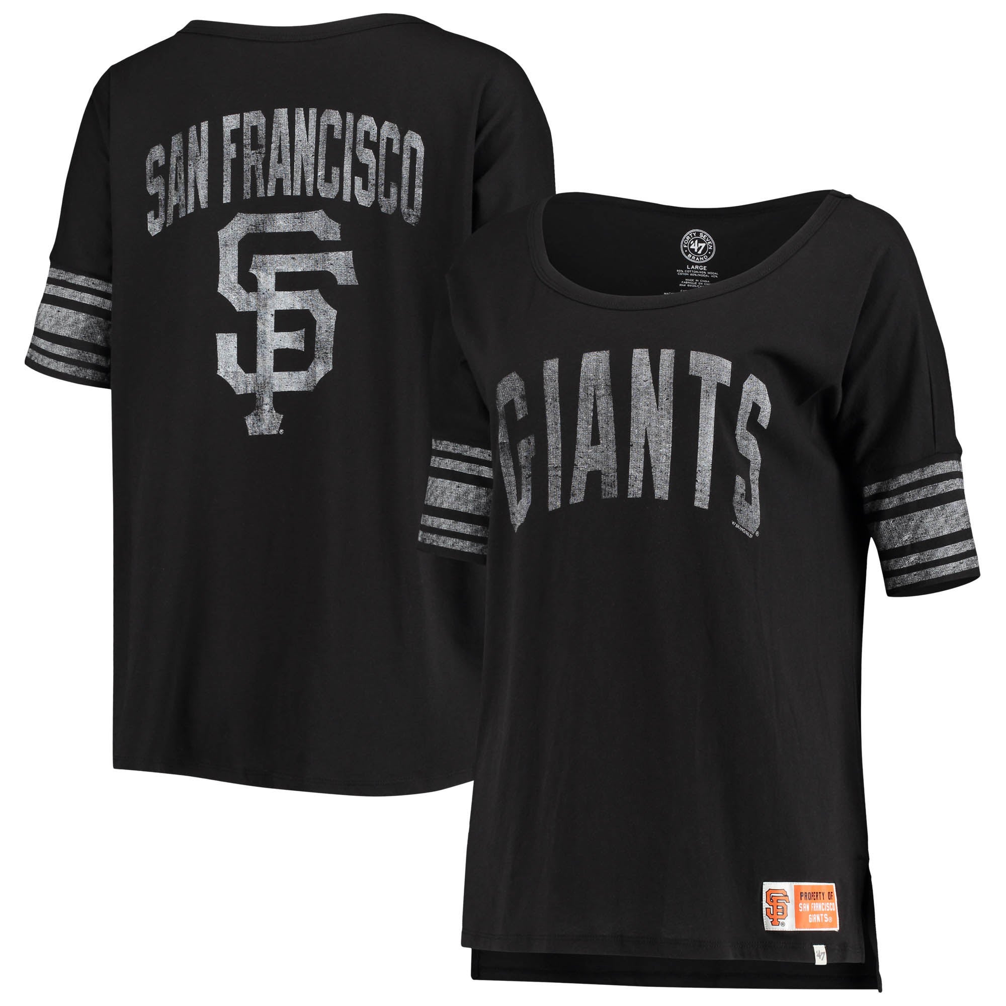 Women's San Francisco Giants '47 Black Dolman Anthem T-Shirt