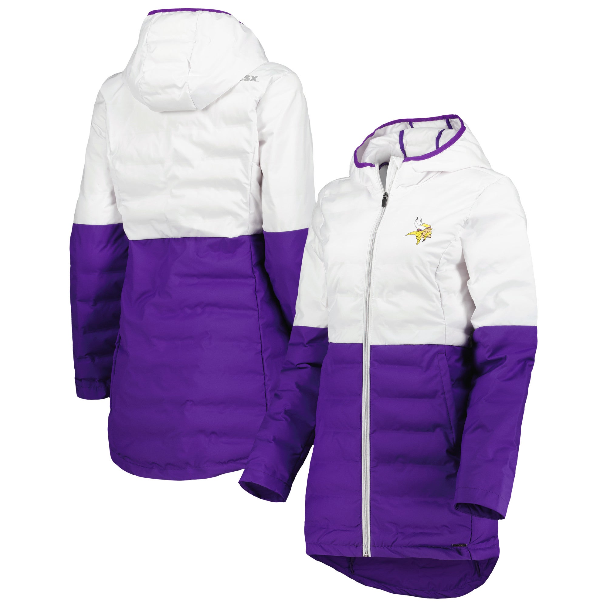 Women's Wear by Erin Andrews Purple/White Minnesota Vikings Plus Size Color Block Full-Zip Hoodie Size: 2XL