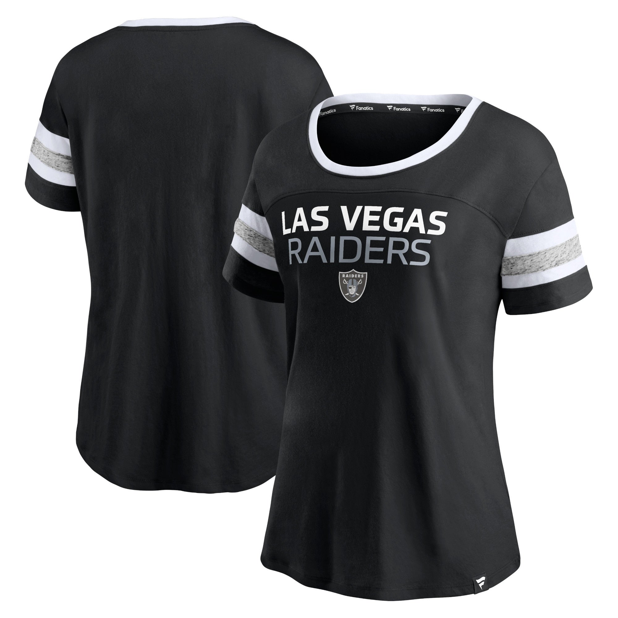 Women's Heathered Gray Las Vegas Raiders Plus Size Lace-Up V-Neck T-Shirt