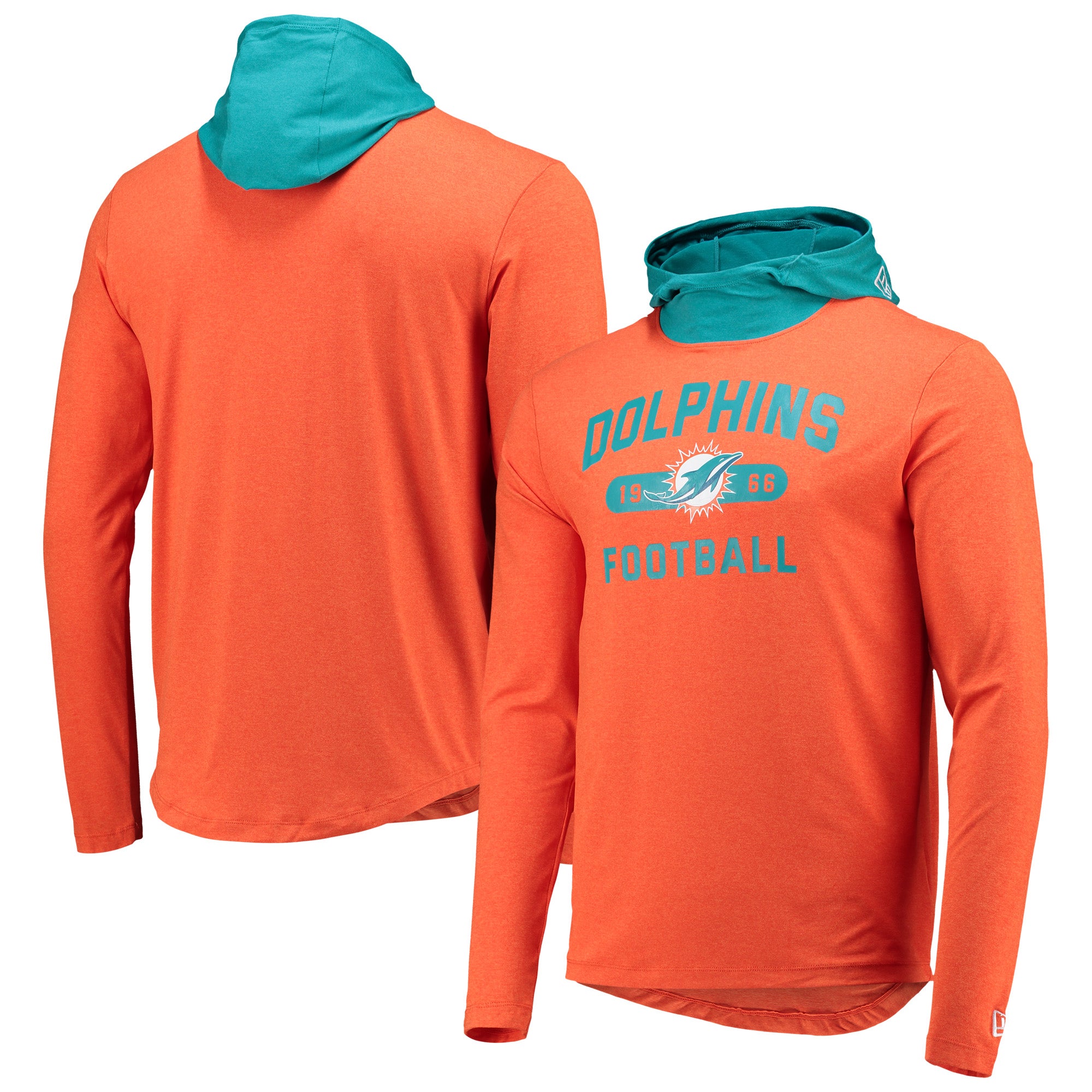 Miami Dolphins New Era Throwback Colorblocked Pullover Hoodie