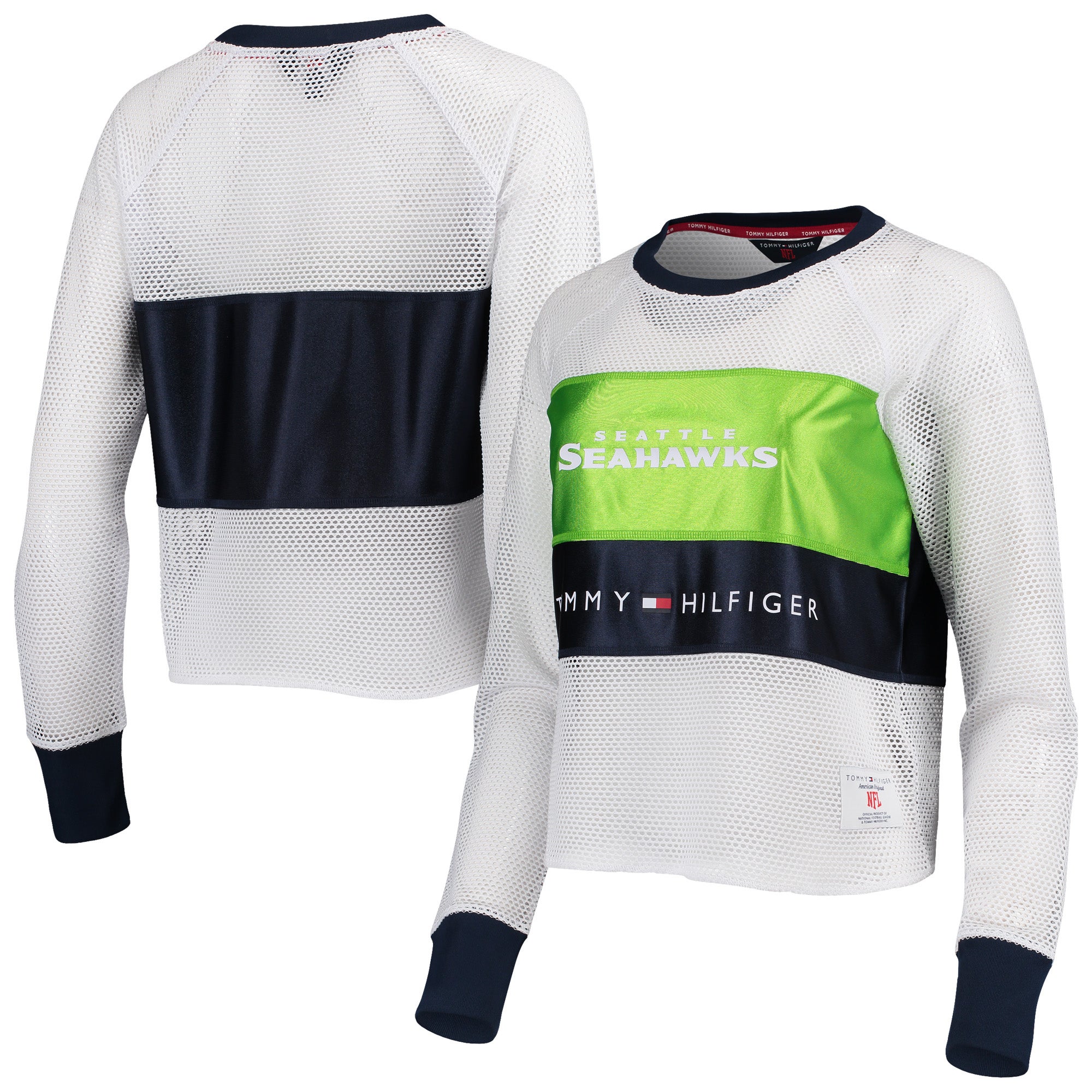 Tommy Hilfiger Seahawks Neon Mesh Raglan Long Sleeve T-Shirt