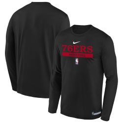 Boys' Grade School - Nike 76ers Practice Legend Long Sleeve T-Shirt - Black