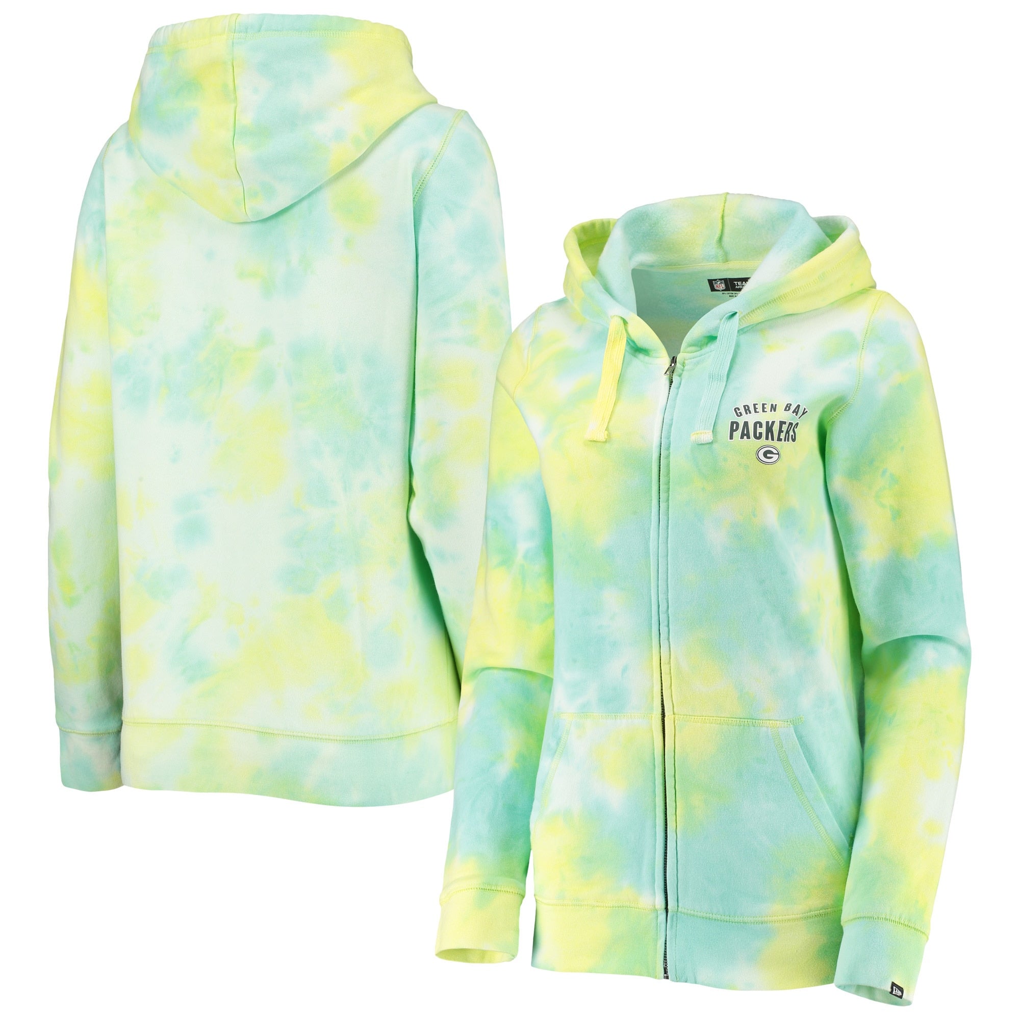 Green Bay Packers Women's Cropped Tie-Dye Fleece Pullover