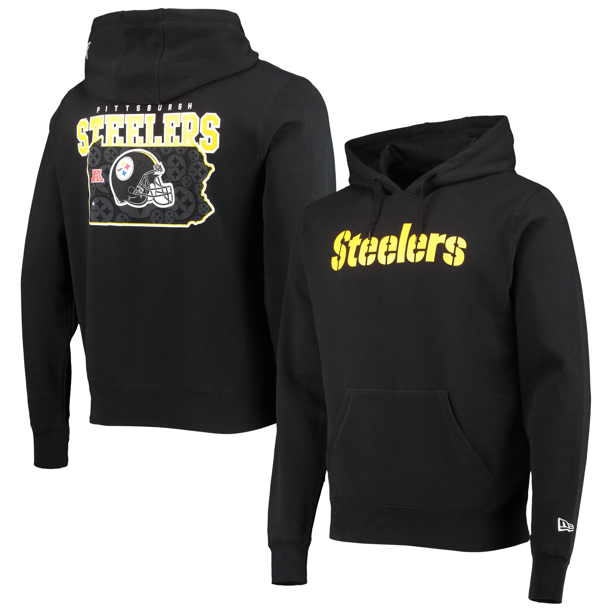 New Era Black Pittsburgh Steelers Team Tie-Dye Pullover Hoodie