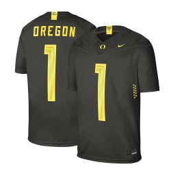 Men's - Nike Oregon #1 Sequoia Alternate Game Jersey - Grey