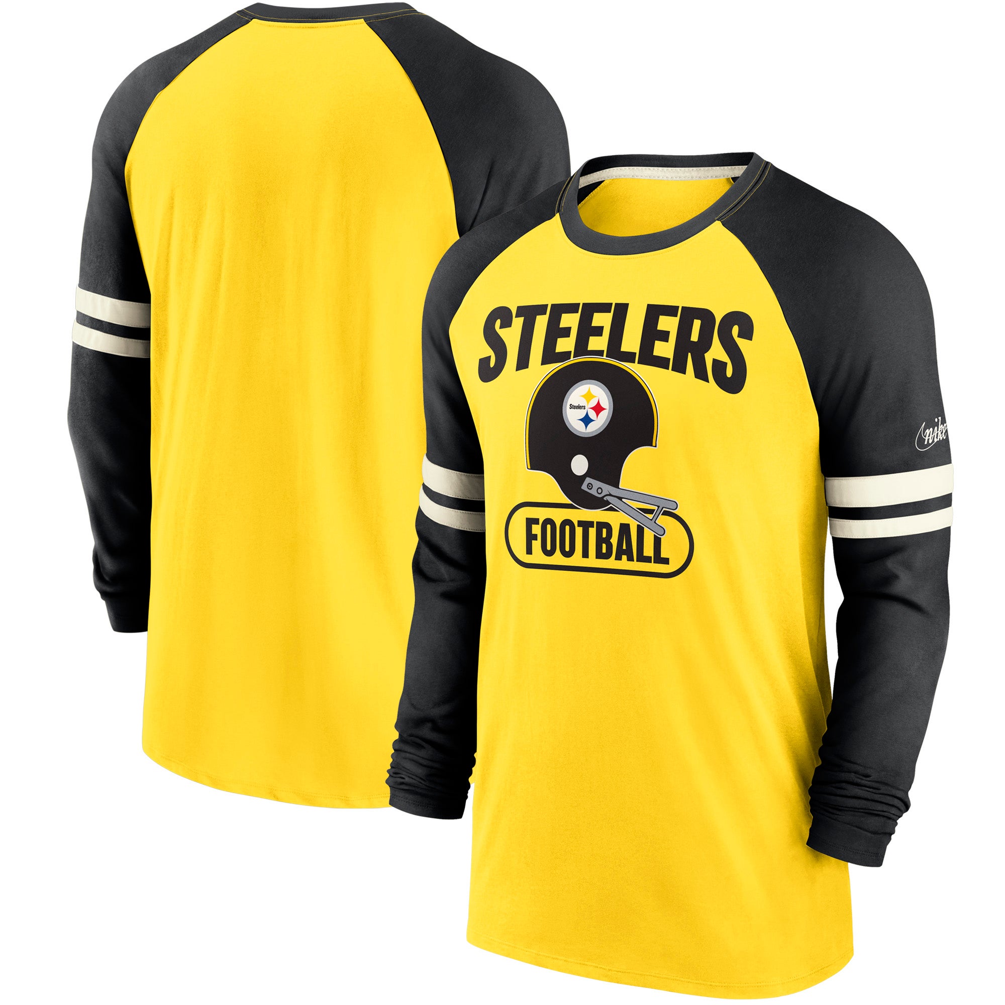 Nike Steelers Throwback Raglan Long Sleeve T-Shirt