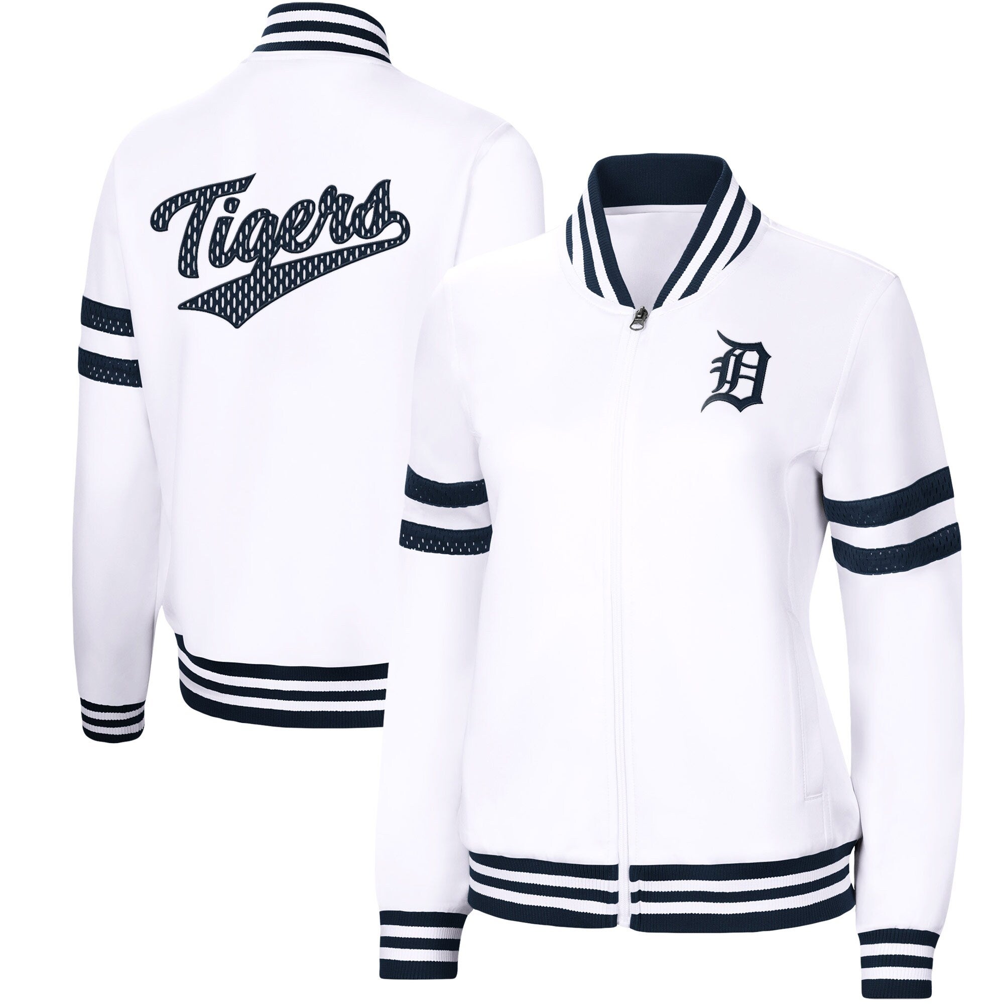 G-III 4Her by Carl Banks Women's White Detroit Tigers Pre-Game Full-Zip  Track Jacket