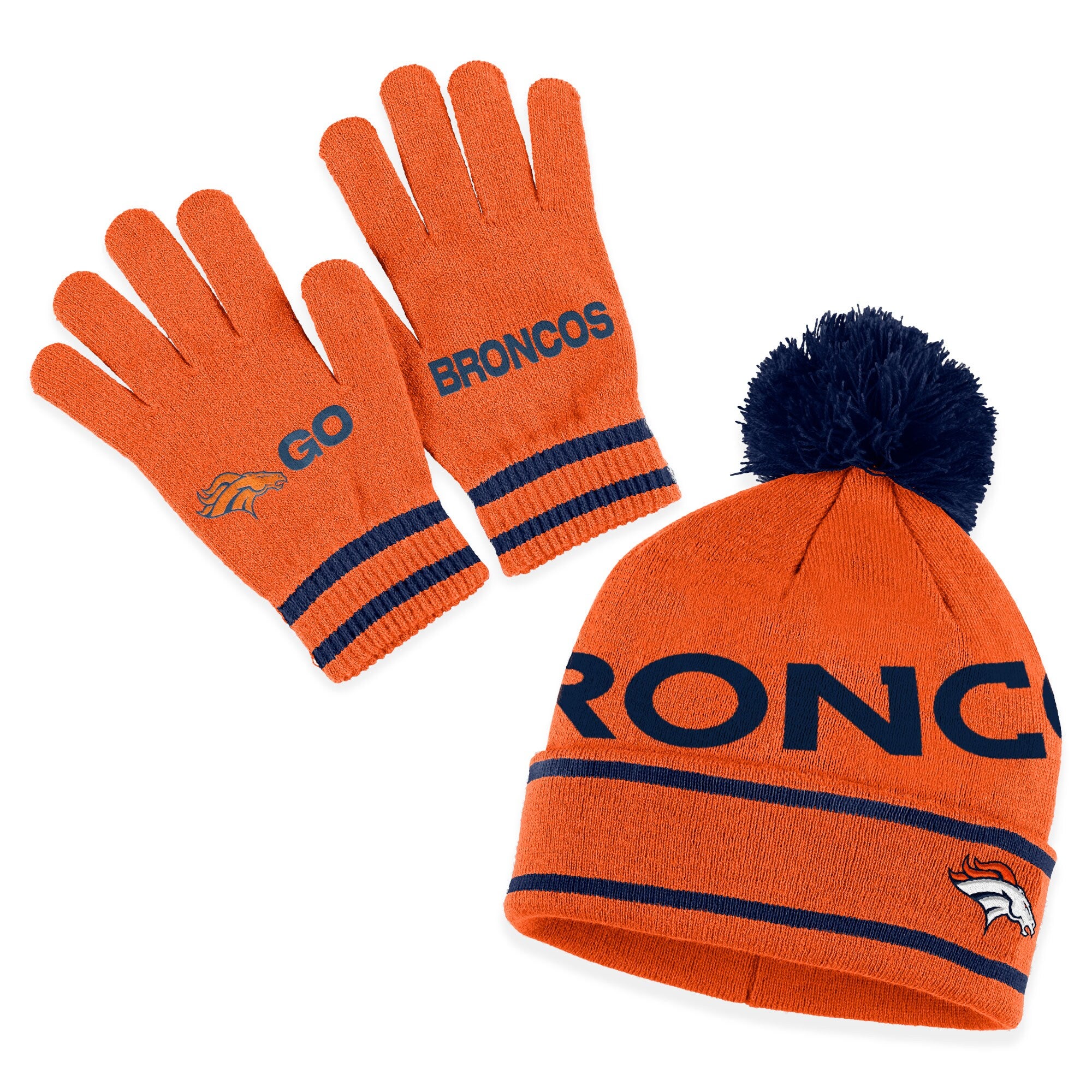 WEAR by Erin Andrews Broncos Double Jacquard Knit Hat & Gloves Set