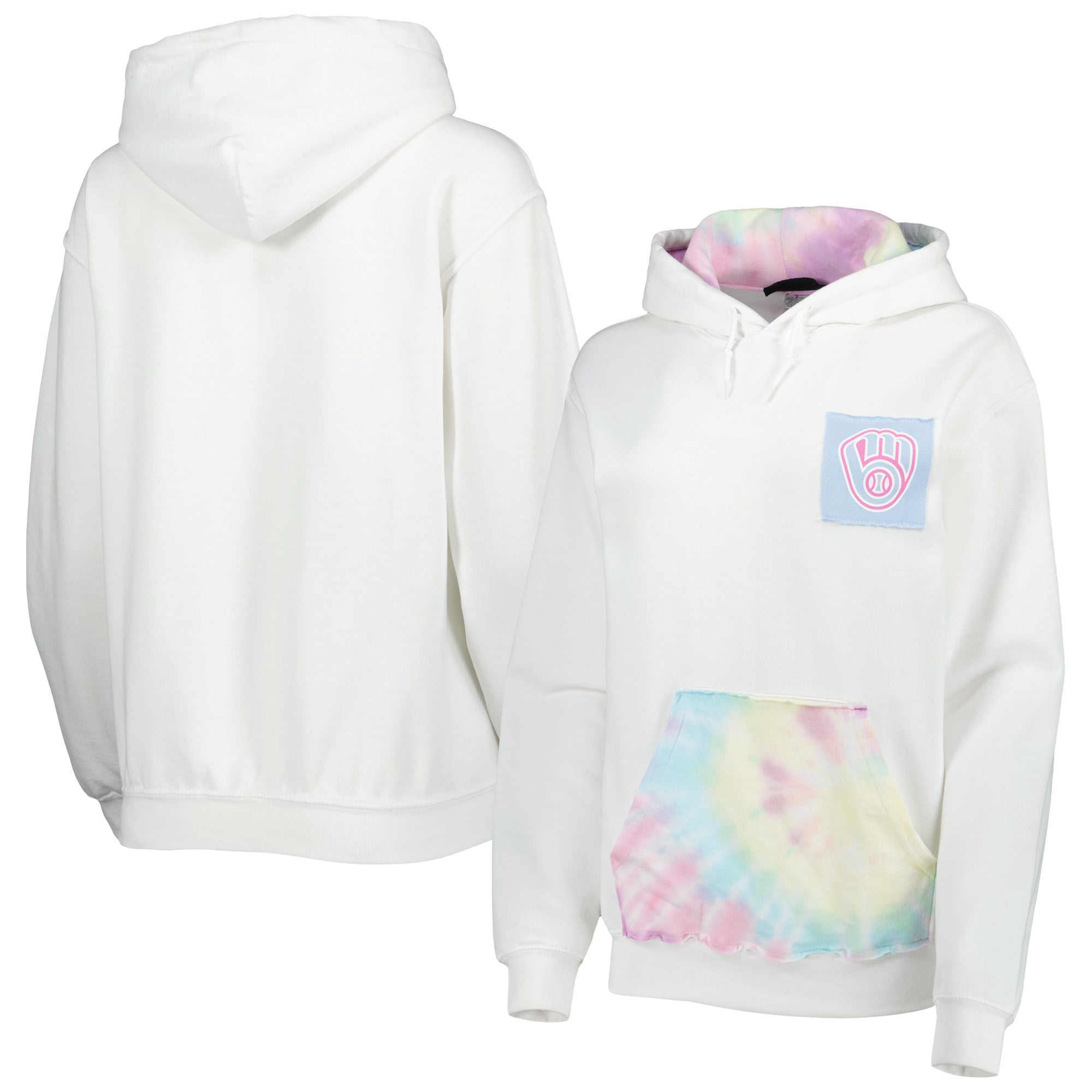 Women's Refried Apparel White Milwaukee Brewers Tie-Dye Pullover Hoodie Size: Small