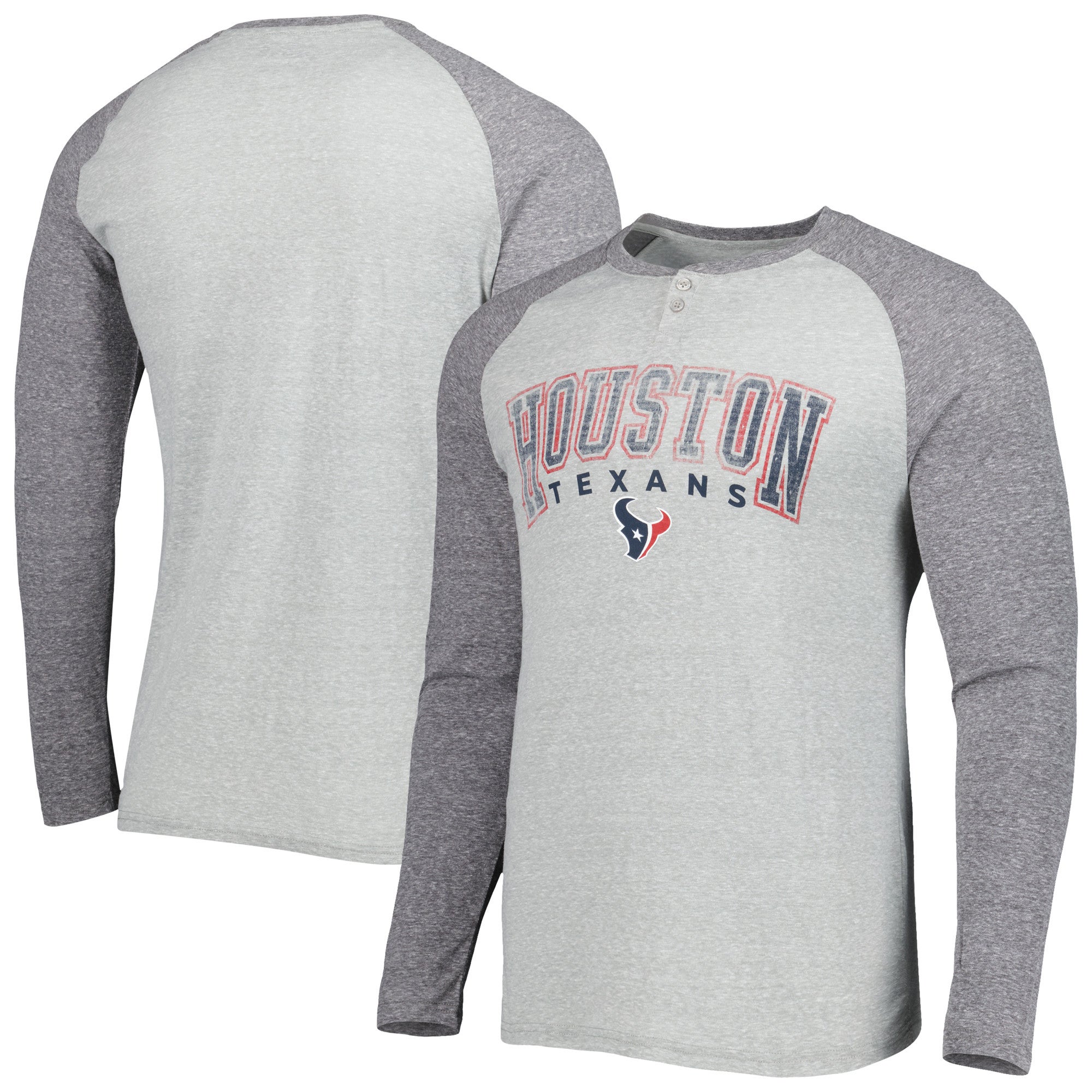 Concepts Sport Texans Ledger Raglan Long Sleeve Henley T-Shirt