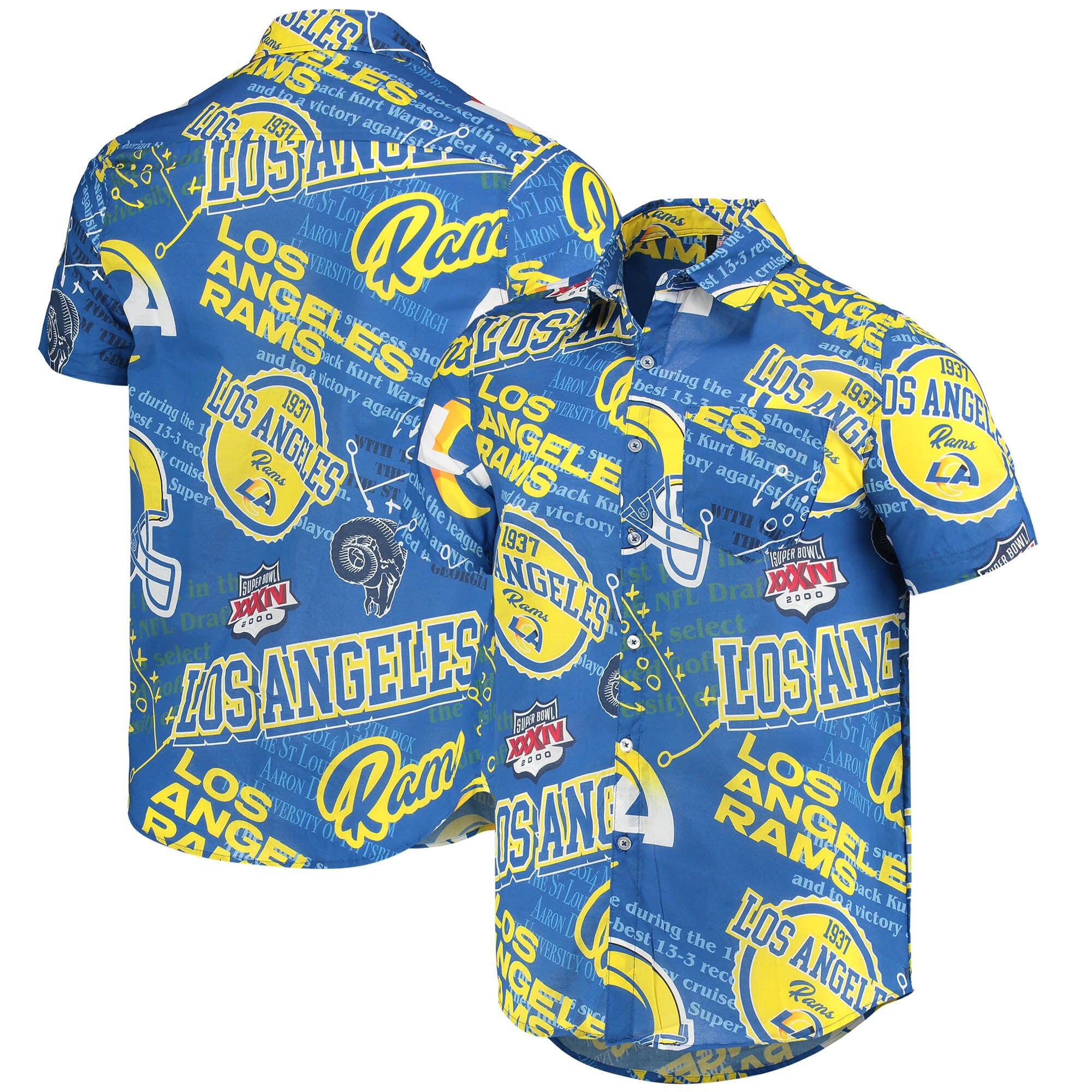 Forever Collectible Rams Thematic Button-Up Shirt