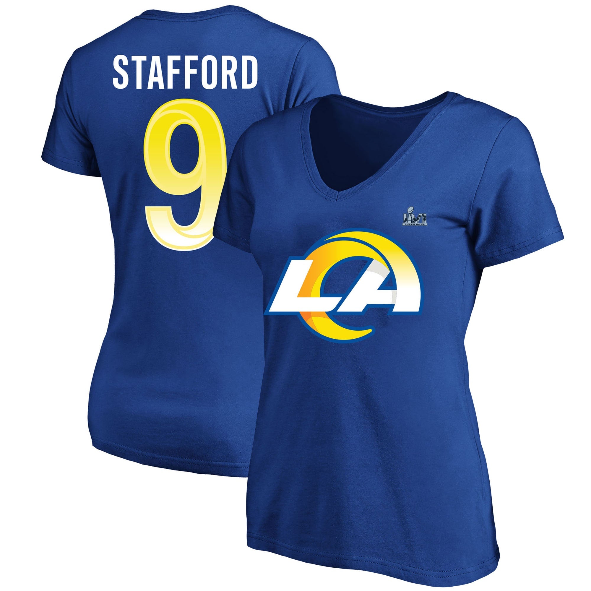 Women's Fanatics Branded Royal Los Angeles Rams Super Bowl LVI Champions Parade Long Sleeve Scoop Neck Plus Size T-Shirt