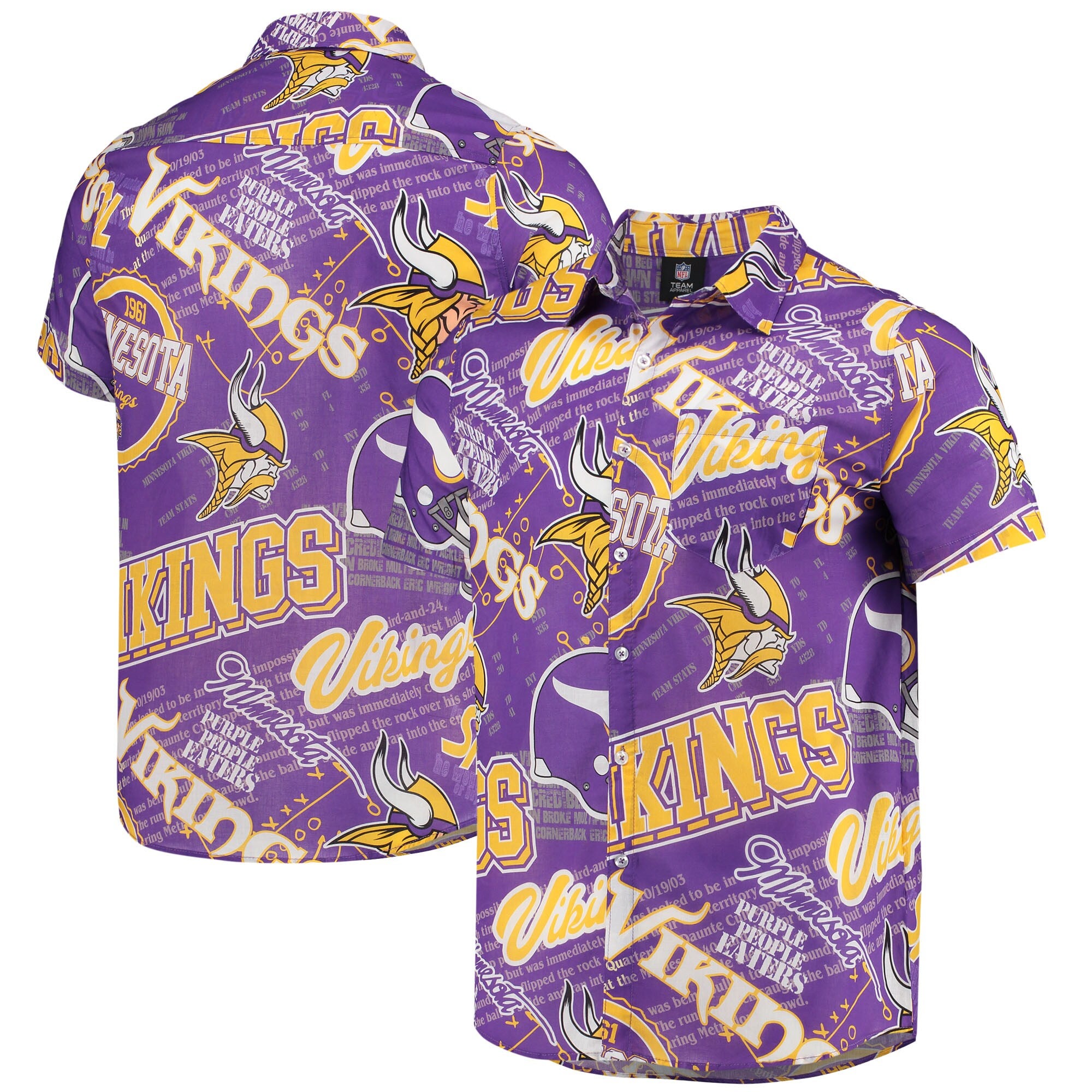 Forever Collectible Vikings Thematic Button-Up Shirt - Men's