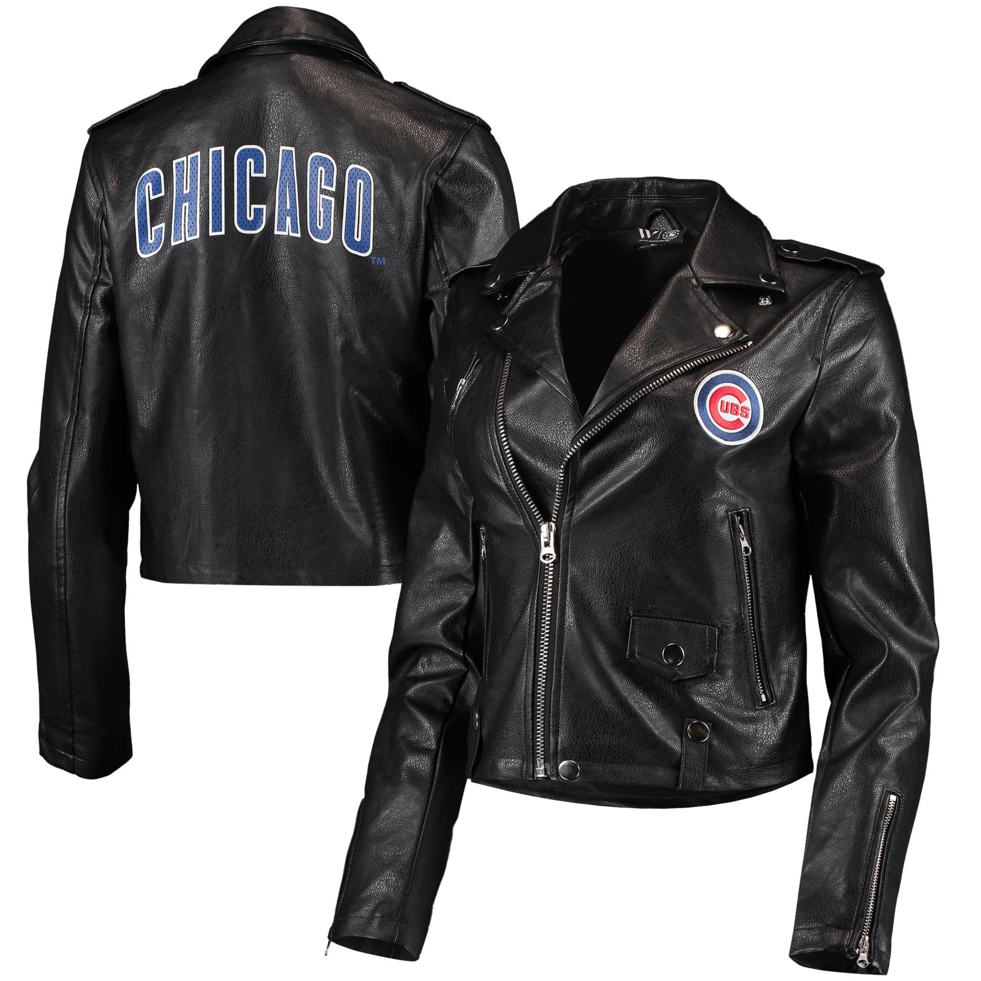 The Wild Collective Cubs Faux Leather Moto Full-Zip Jacket - Women's