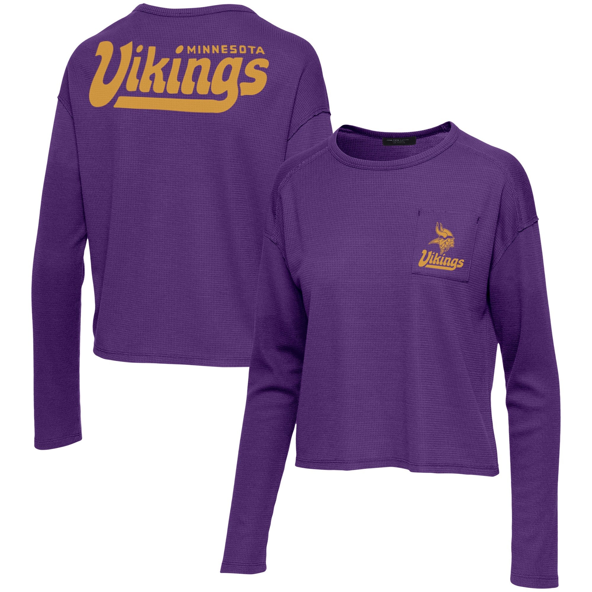 '47 Minnesota Vikings Women's Lace-Up V-Neck Jersey T-Shirt Large