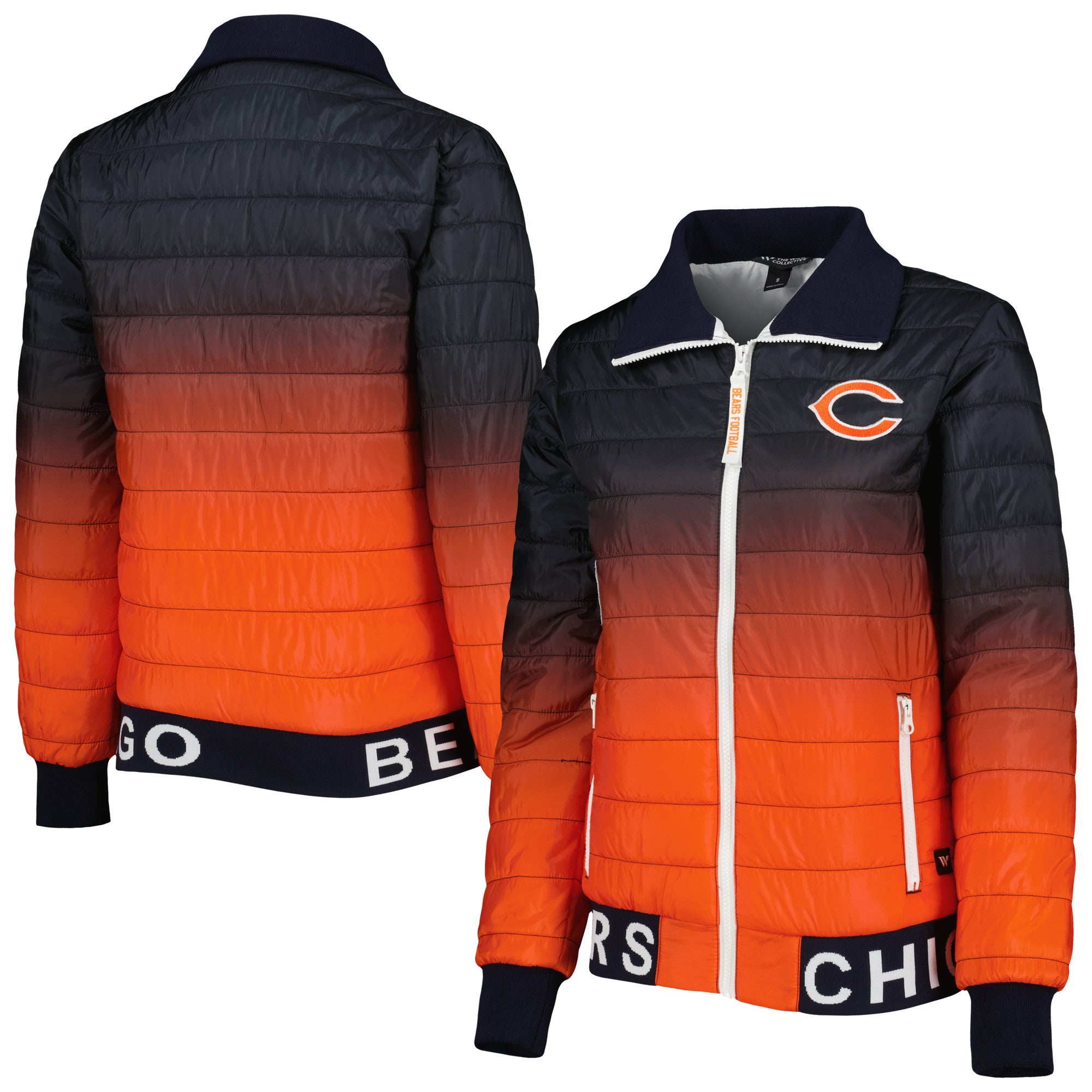 The Wild Collective Women's Chicago Bears Colorblock Black Track Jacket