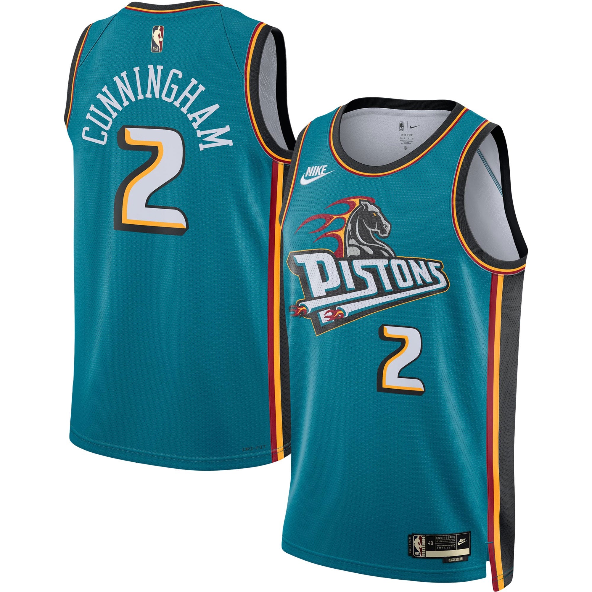 Nike Detroit Pistons Unisex Teal 2022/23 Custom Swingman Jersey - Classic  Edition