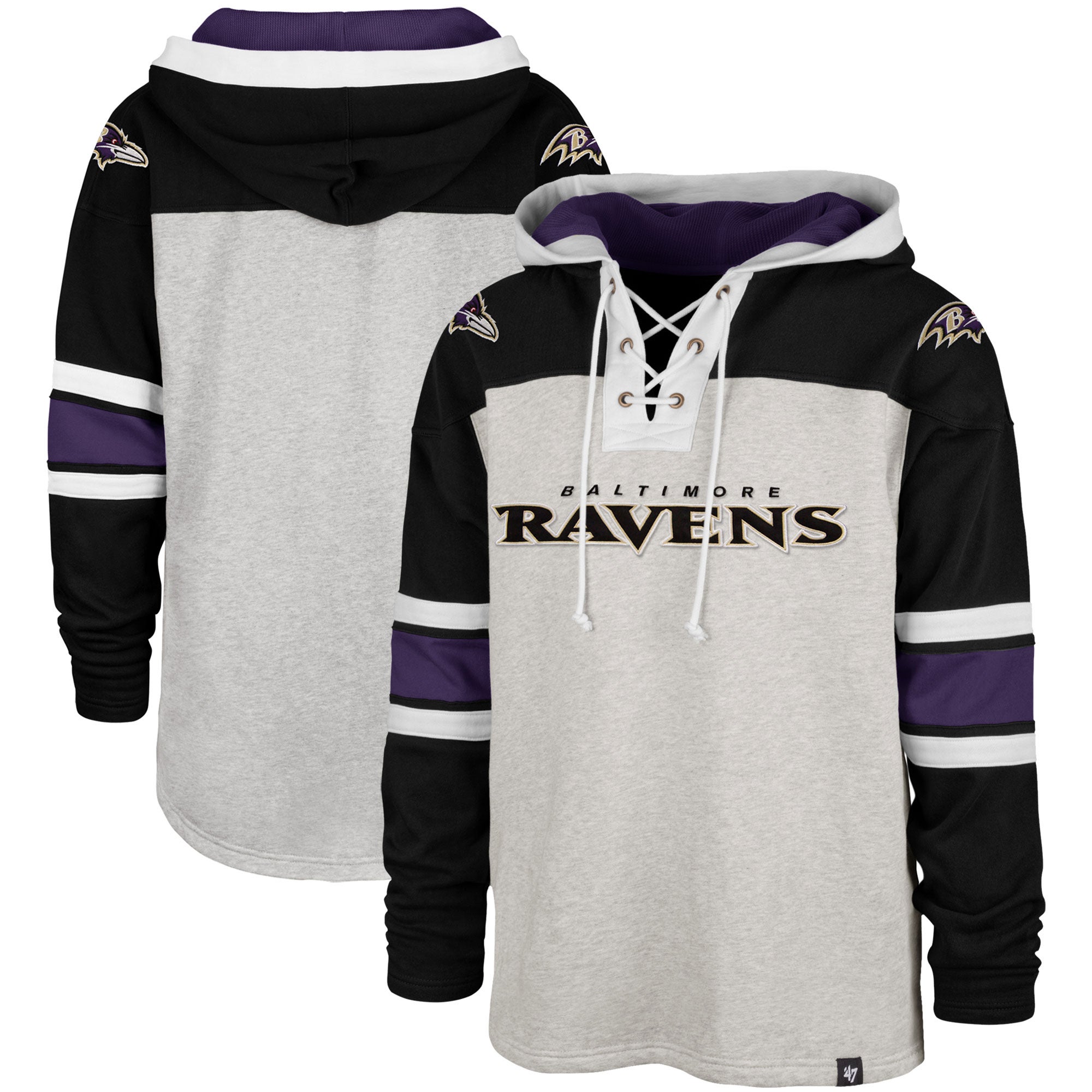 47 Brand Ravens Gridiron Lace-Up Pullover Hoodie - Men's