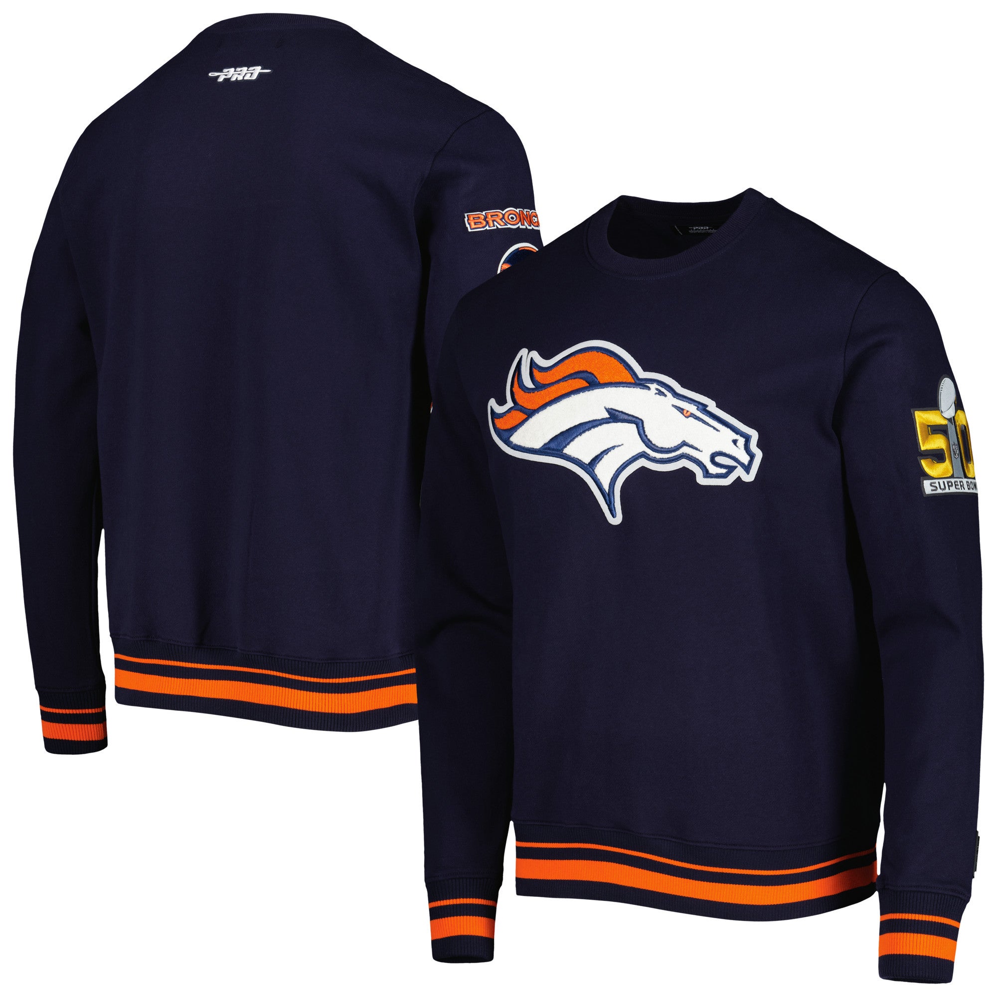 Pro Standard Broncos Mash Up Pullover Sweatshirt - Men's