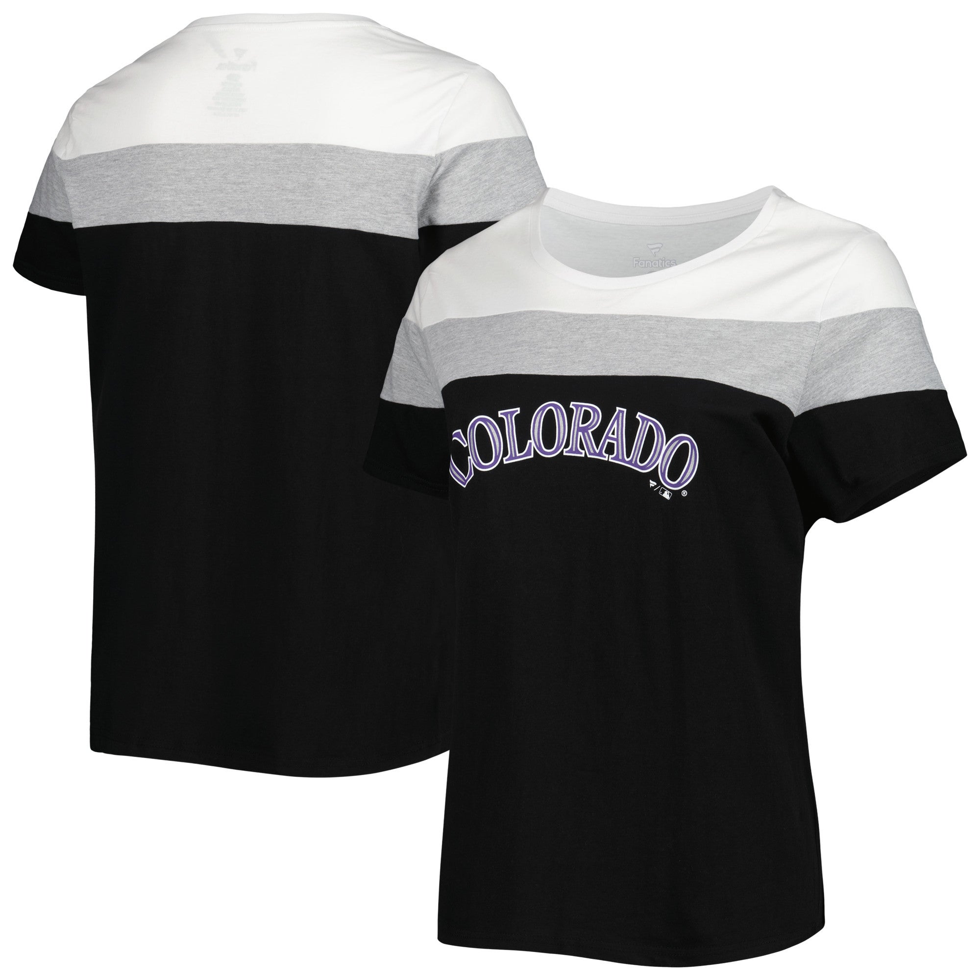 Profile White And Black Colorado Rockies Plus Size Colorblock T-shirt