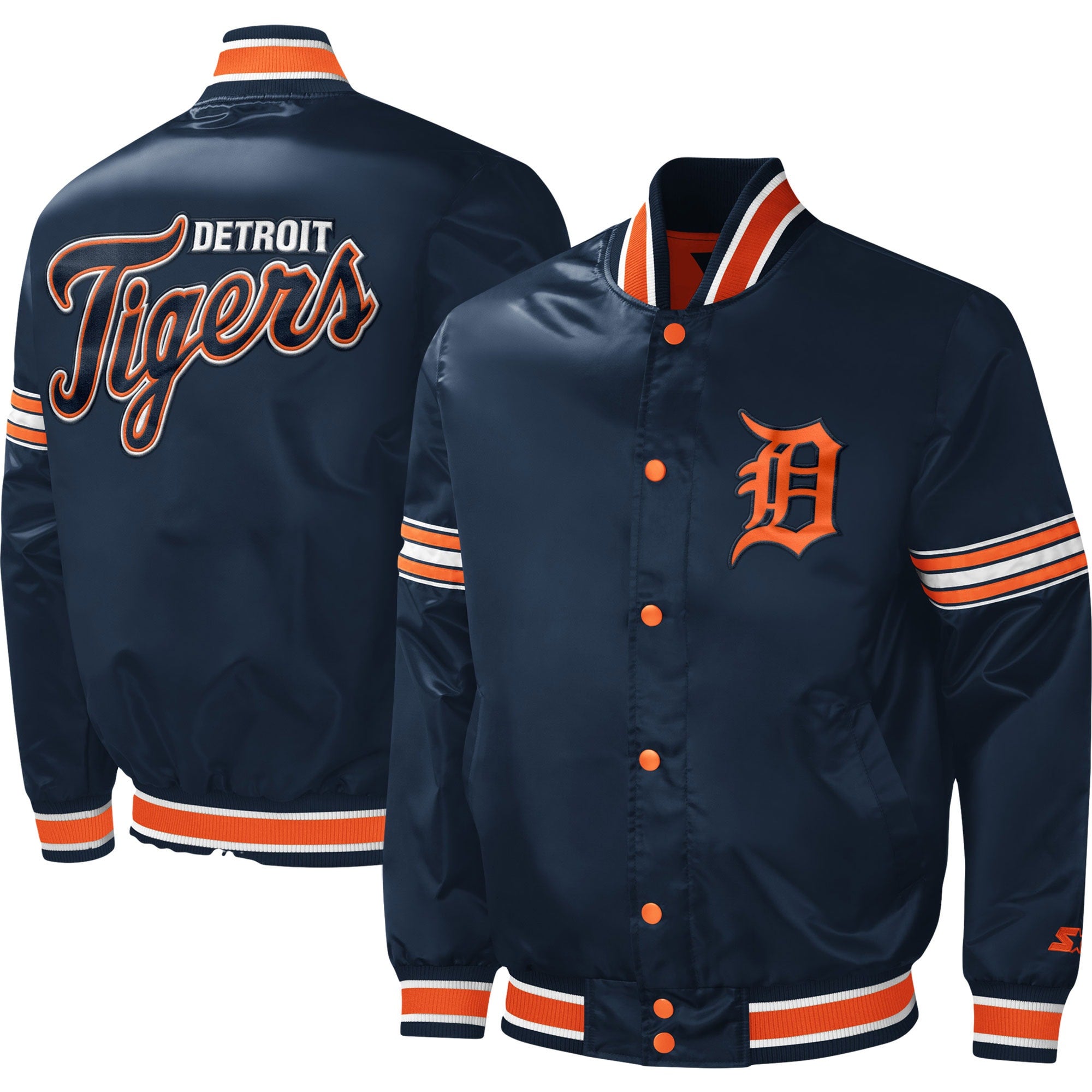 Starter Detroit Tigers Varsity Satin Full-Snap Jacket XL / Tigers Navy Mens Outerwear