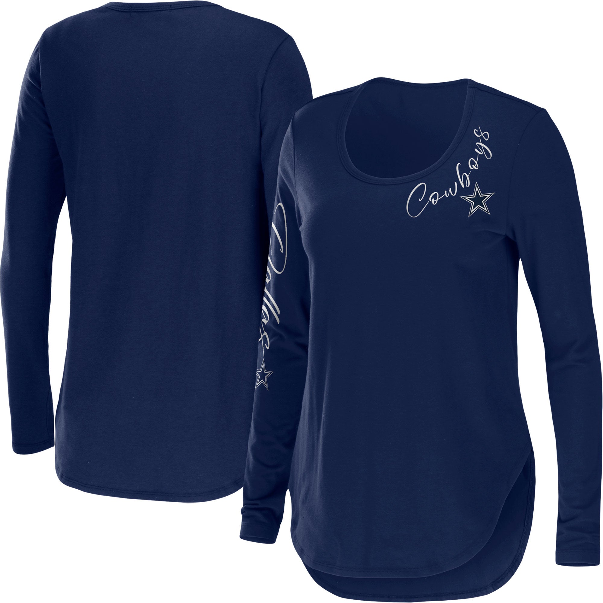 WEAR by Erin Andrews Cowboys Plus Scoop Neck Long Sleeve T-Shirt - Women's